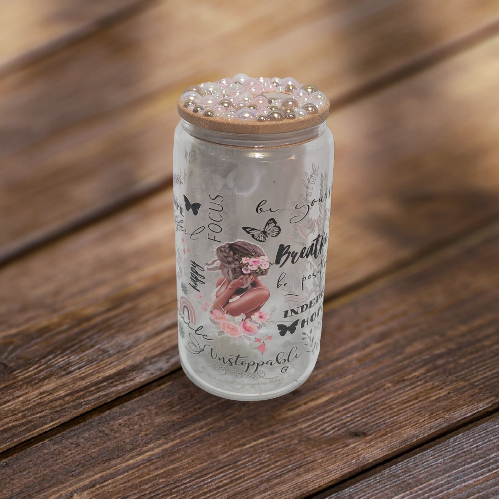 Inspiration, Black Woman ,BeerCan,Glass,Ice Coffee Glass,Housewarming Gift, Afrocentric, Afro,bling