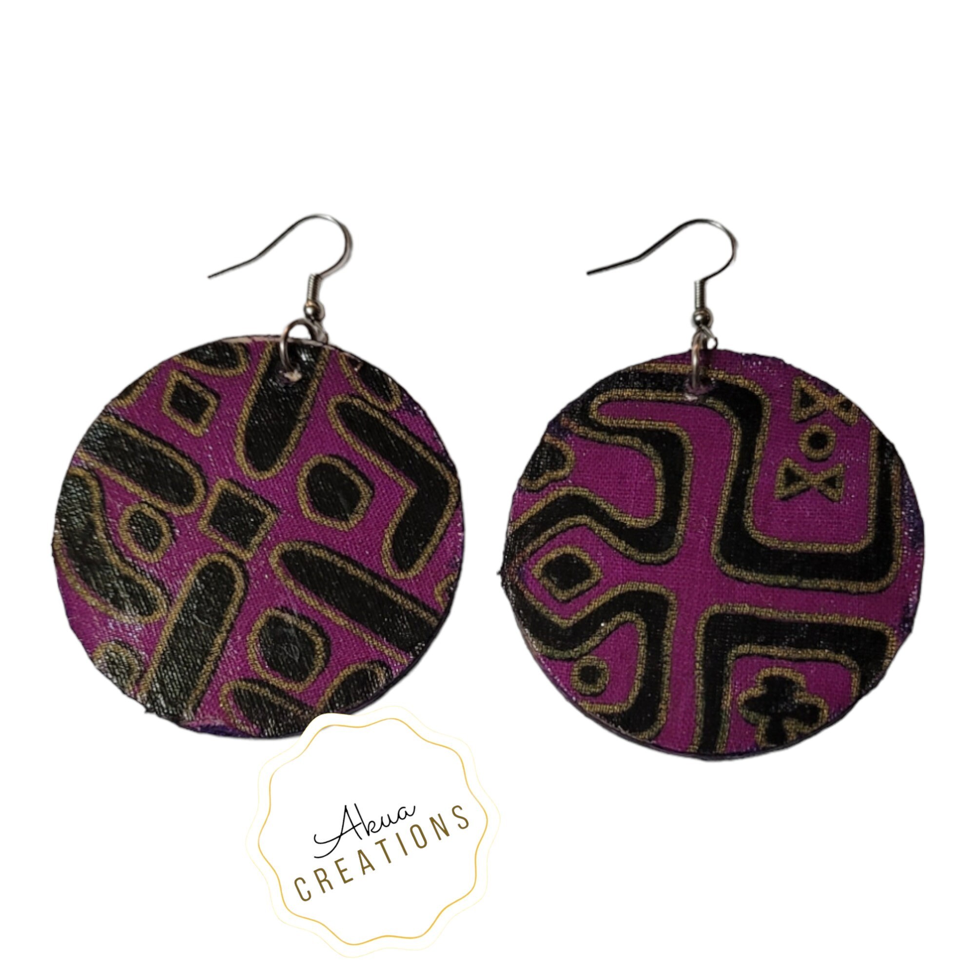 Afrocentric Fabric and wood Earrings