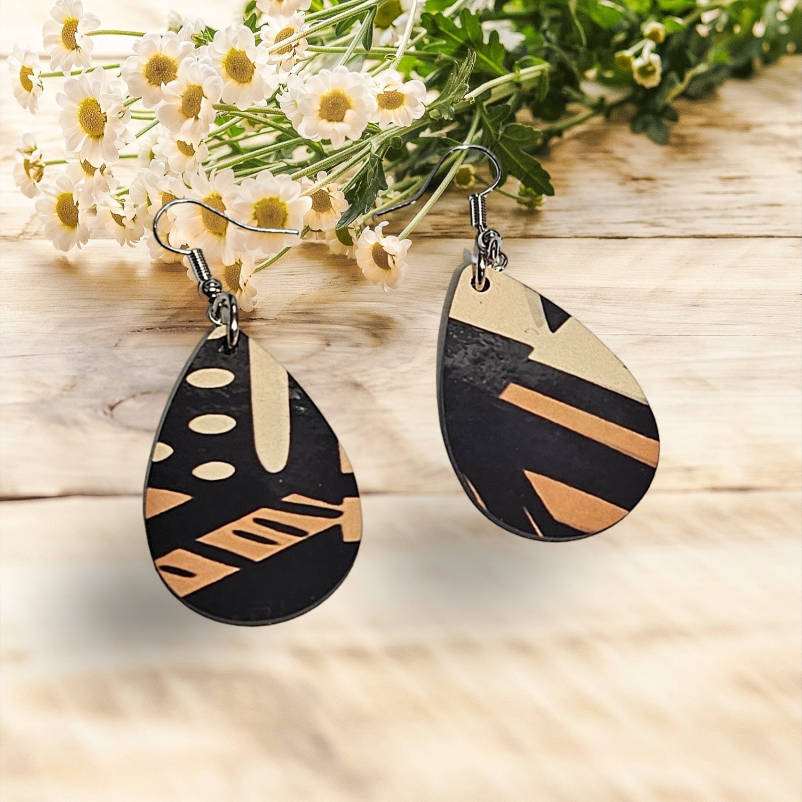 Afrocentric earrings, African prints Black Girl Magic,Teardrop Earrings