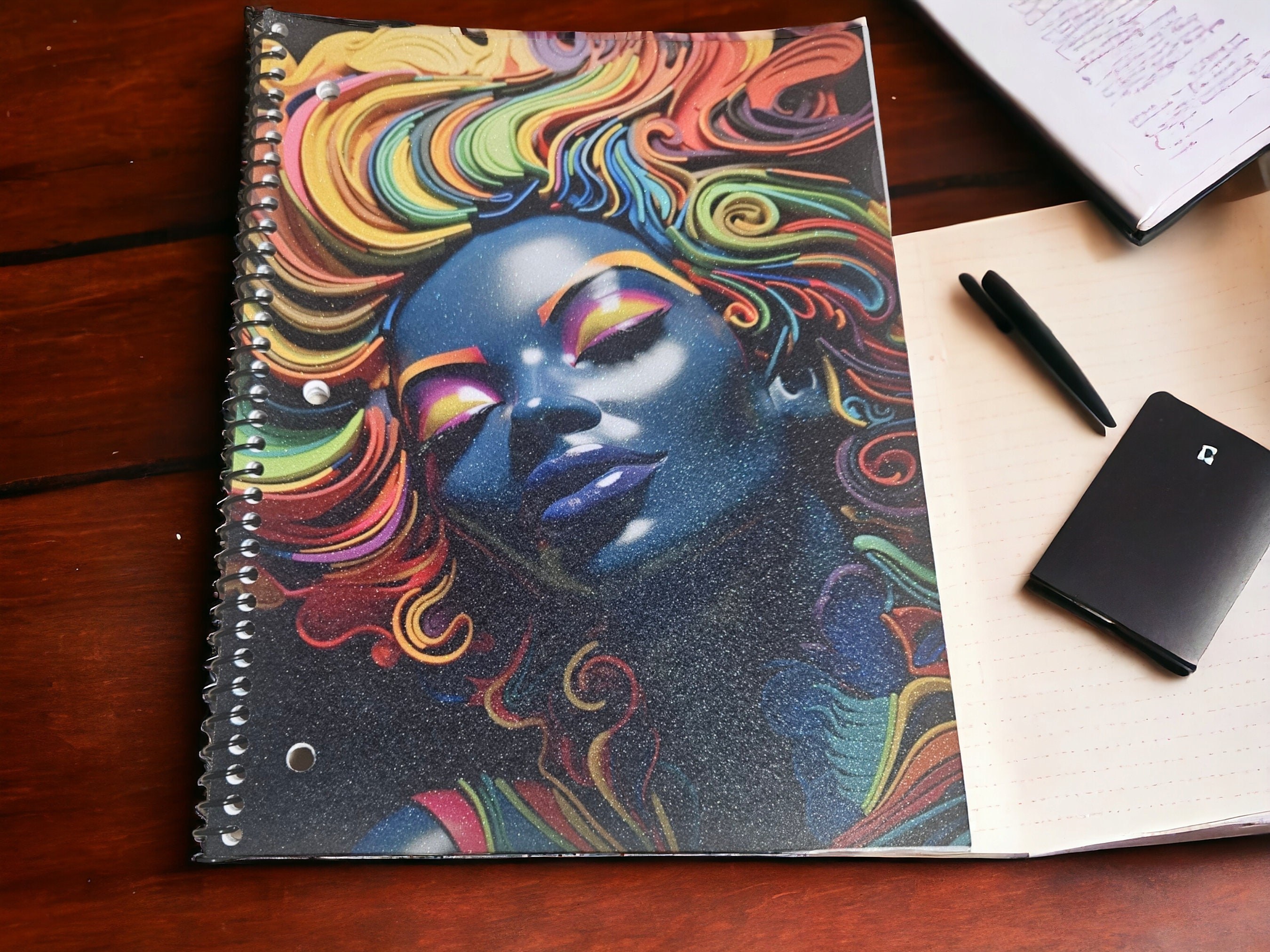 Afrocentric Glitter Cover Spiral Notebook:,Black Girl Magic view 2