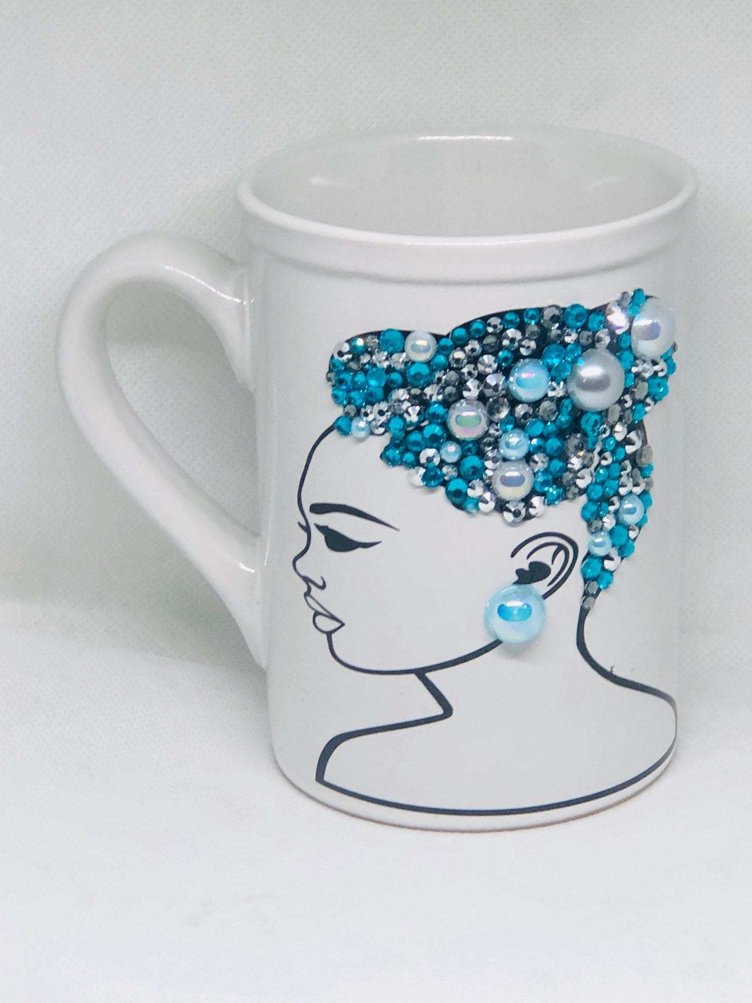 Sip in Style: Bedazzled Afrocentric Coffee Mugs"A, Afro American Coffee Mug,Black Woman Boss