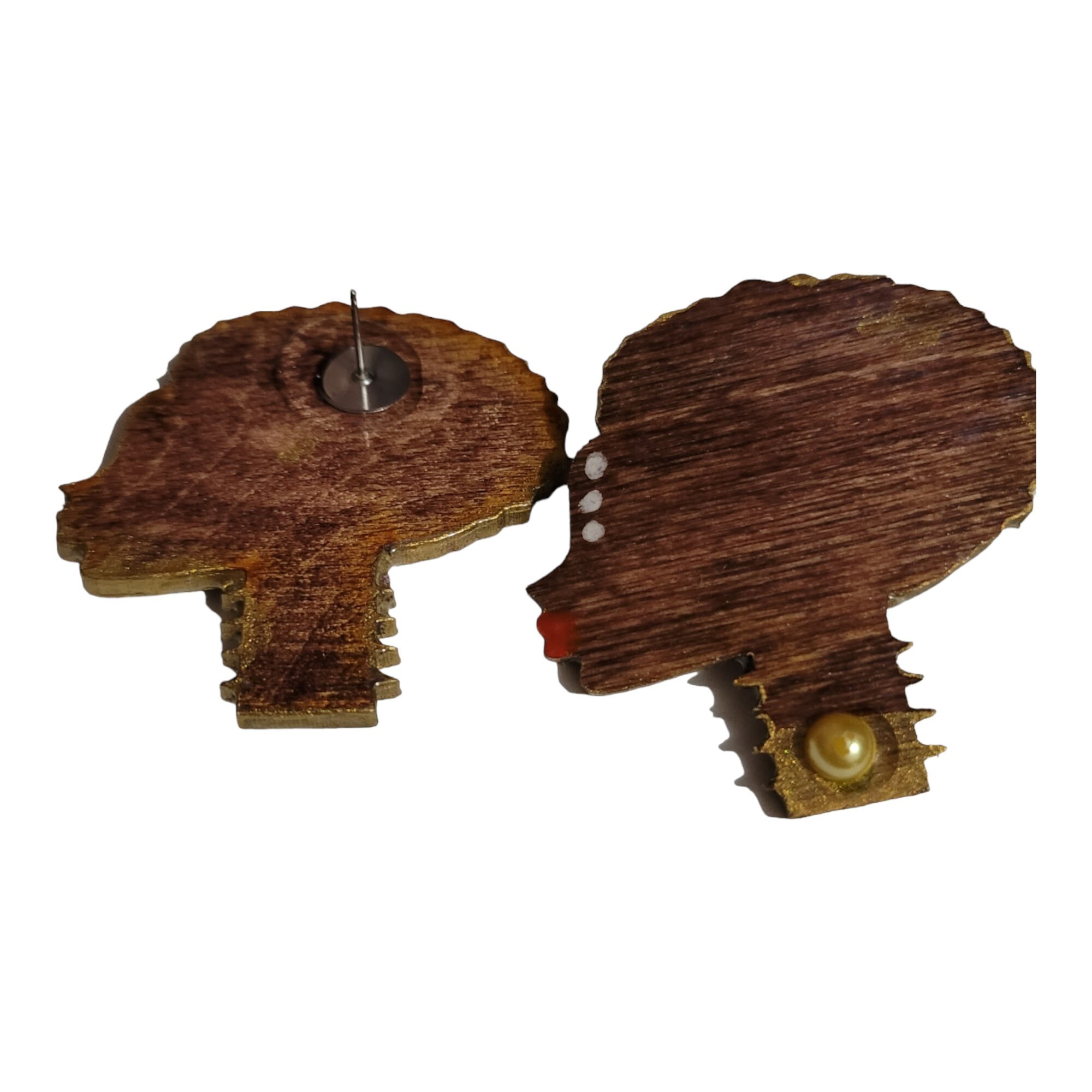 Ethnic Elegance: Afrocentric Studs for Every Occasion Africa Wooden Earrings,Post Earrings view 2