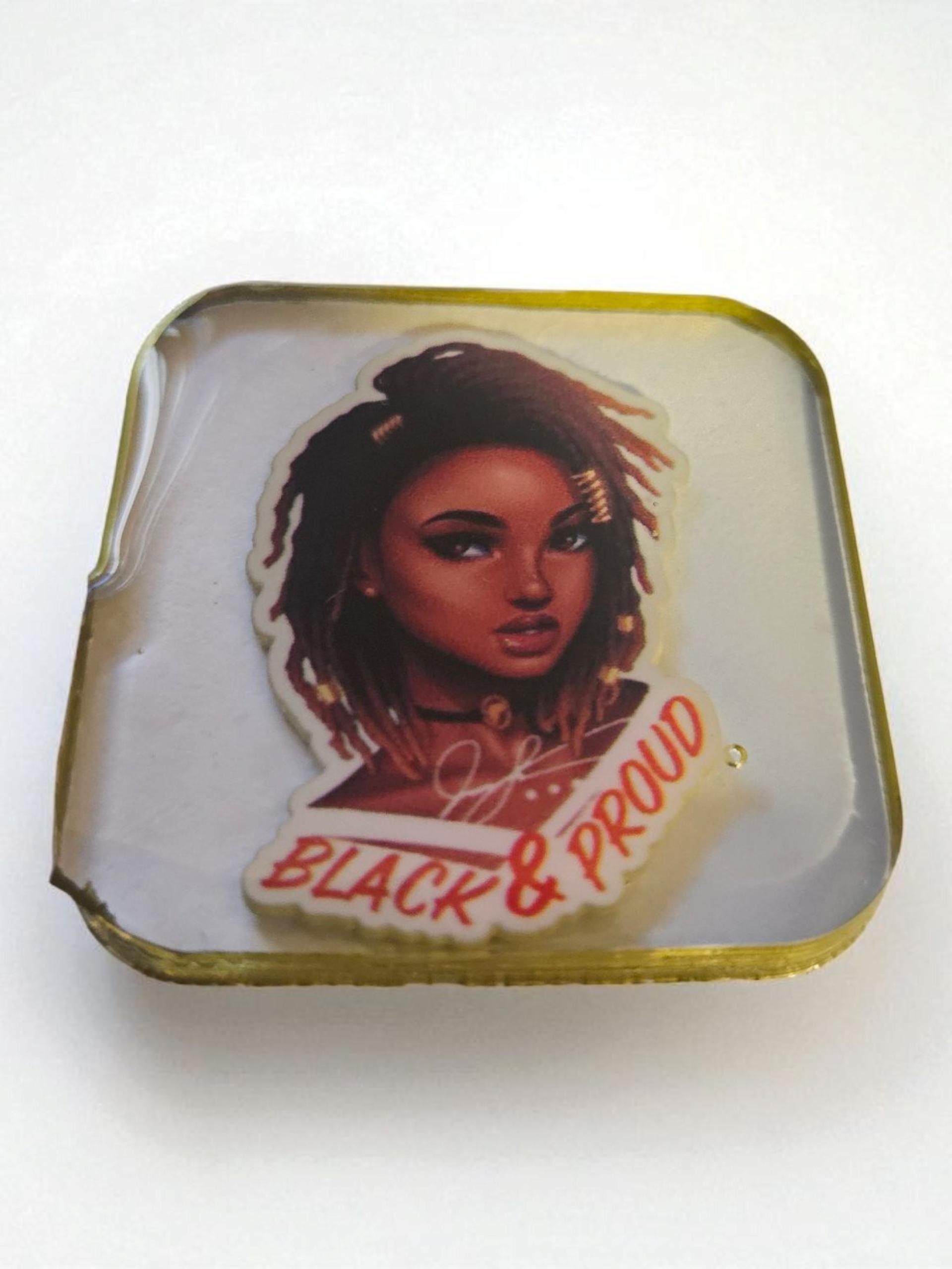 BLACK and Proud Afrocentric Resin Lapel Pin view 3