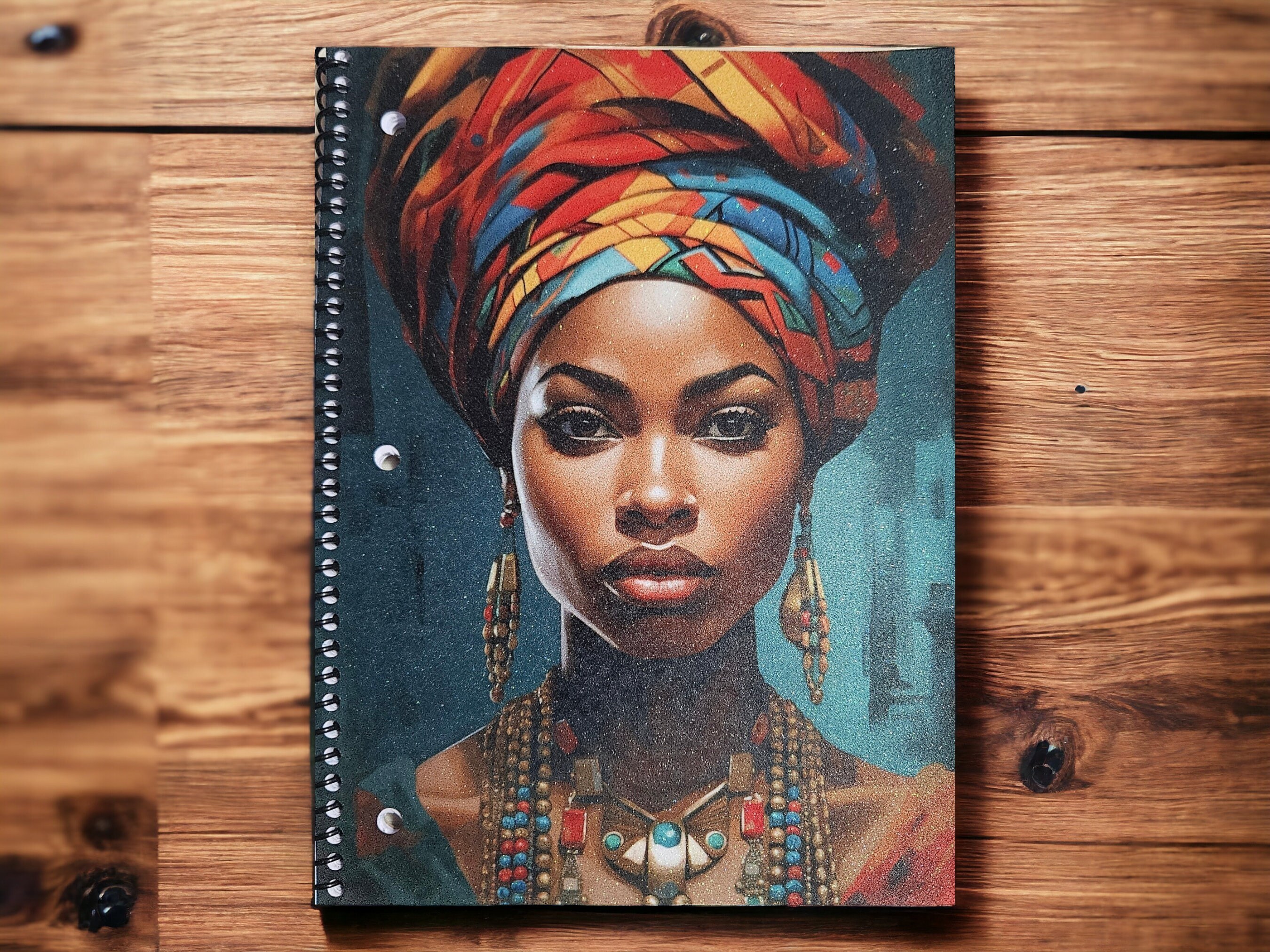 Afrocentric Glitter Cover Spiral Notebook:,Black Girl Magic