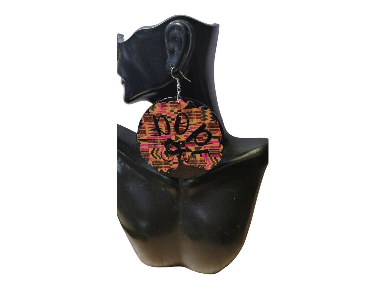 Dope woman wood Earrings ,Afrocentric Statement Earrings,Oversize Earrings view 2