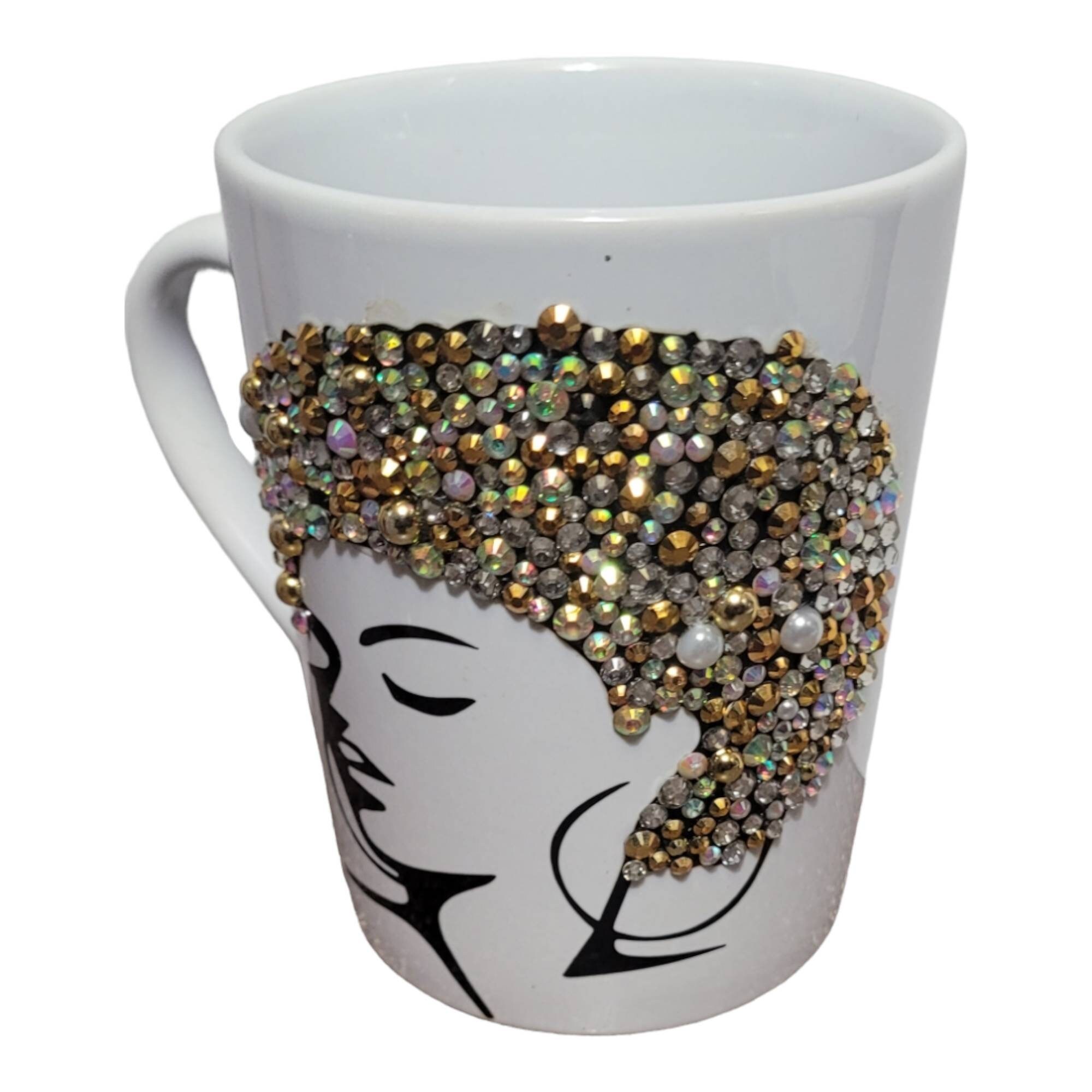 Afrocentric Bling Coffee Mug, Afro American Coffee Mug,Black Woman Boss. Ready to Ship view 3