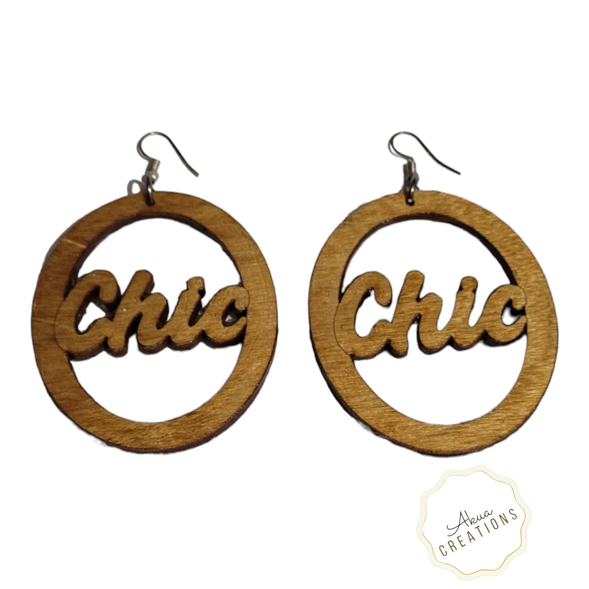 Hand-Painted Wood Hoop Earrings, Afrocentric Queen Design, Lightweight Dangle Earrings view 3