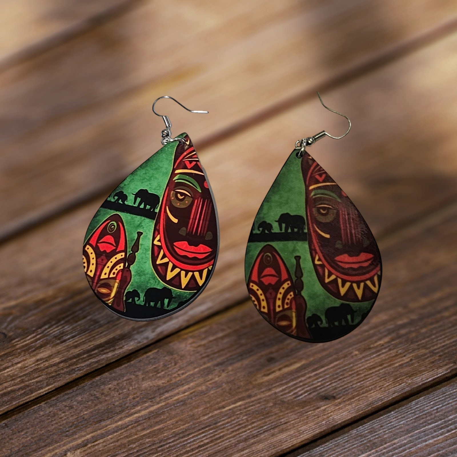 Afrocentric earrings, African prints Black Girl Magic,Teardrop Earrings