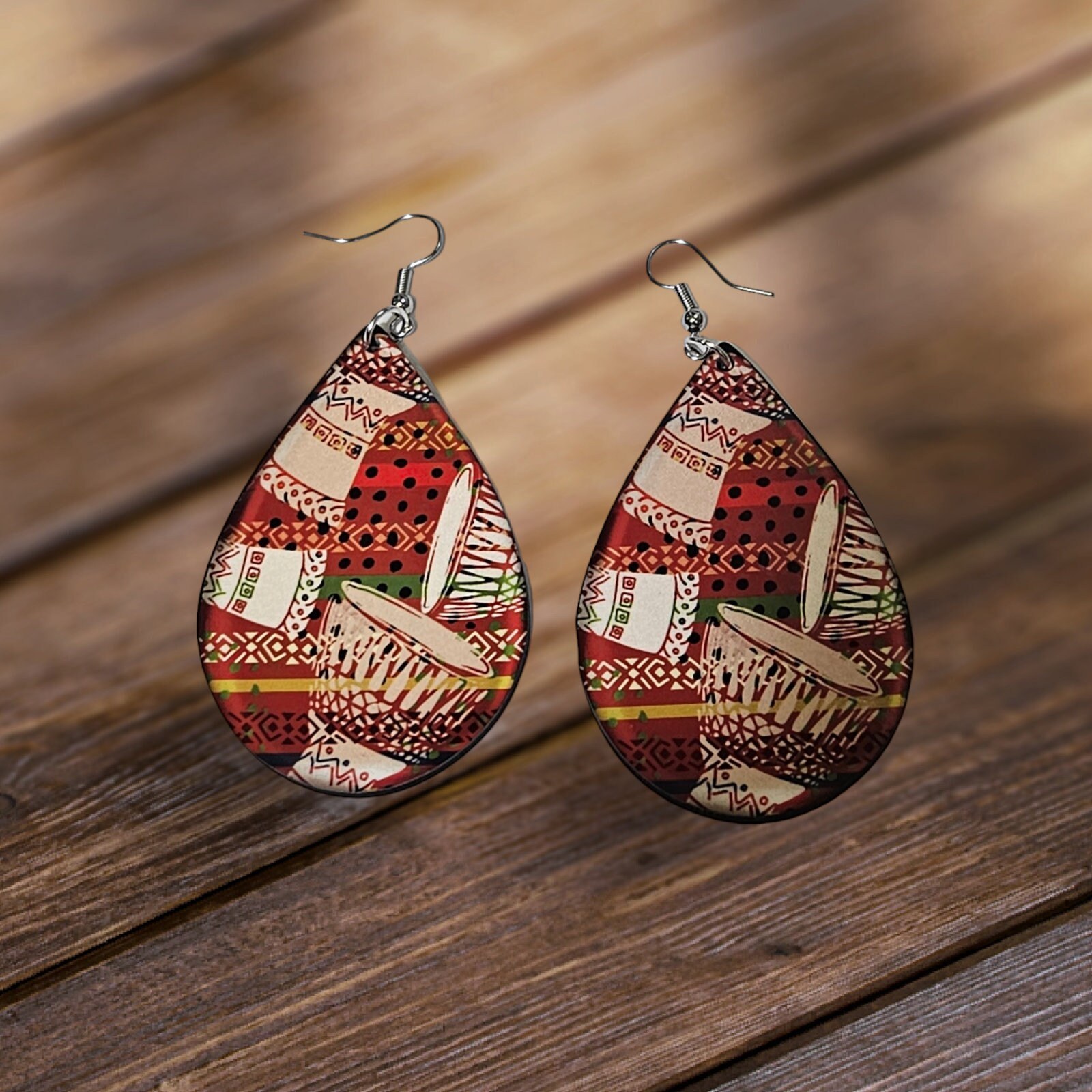 Afrocentric earrings, African prints Black Girl Magic,Teardrop Earrings