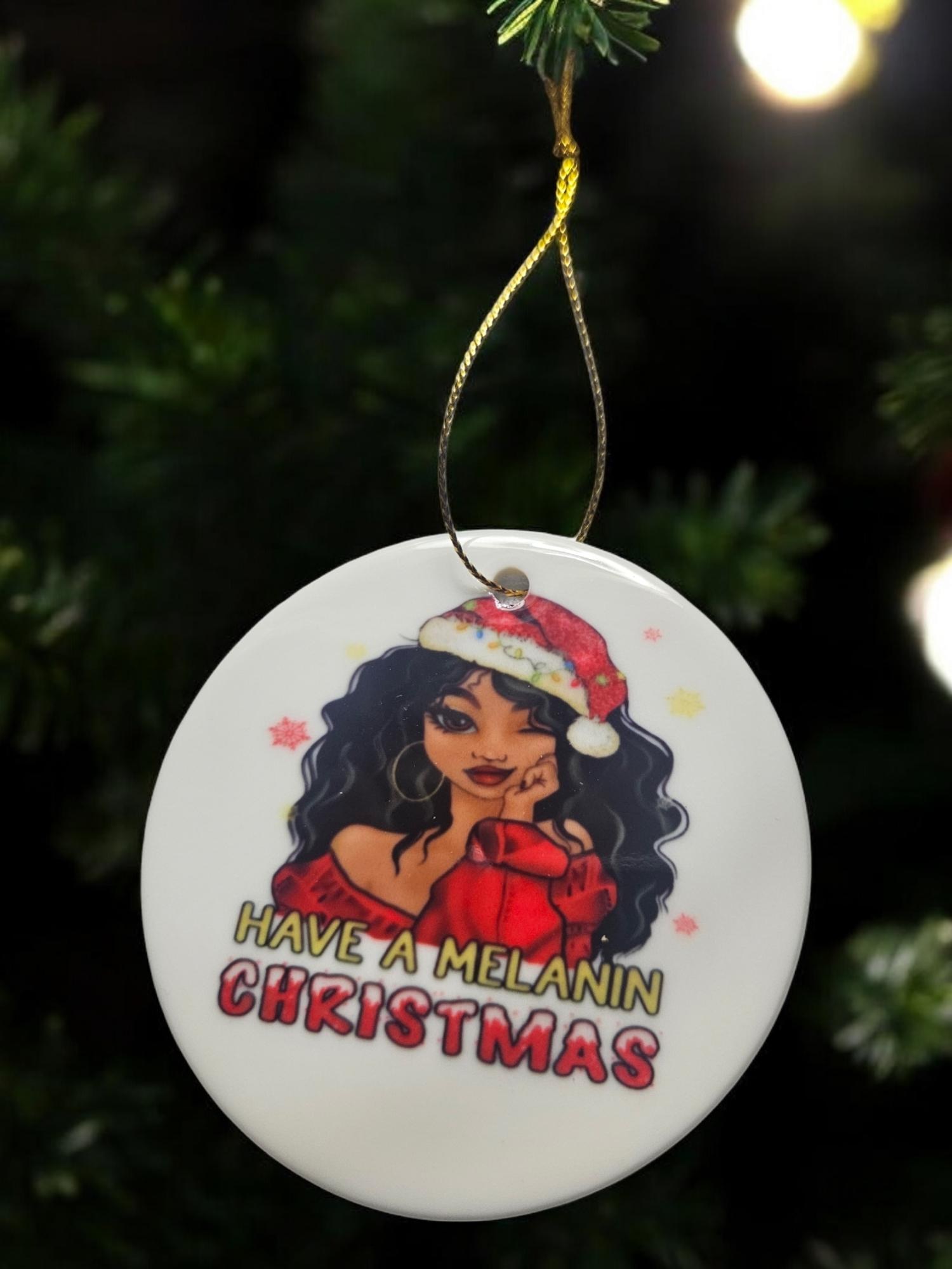 Handcrafted Ceramic Christmas Ornaments - Unique Holiday Decorations Afro American Christmas ornament view 4