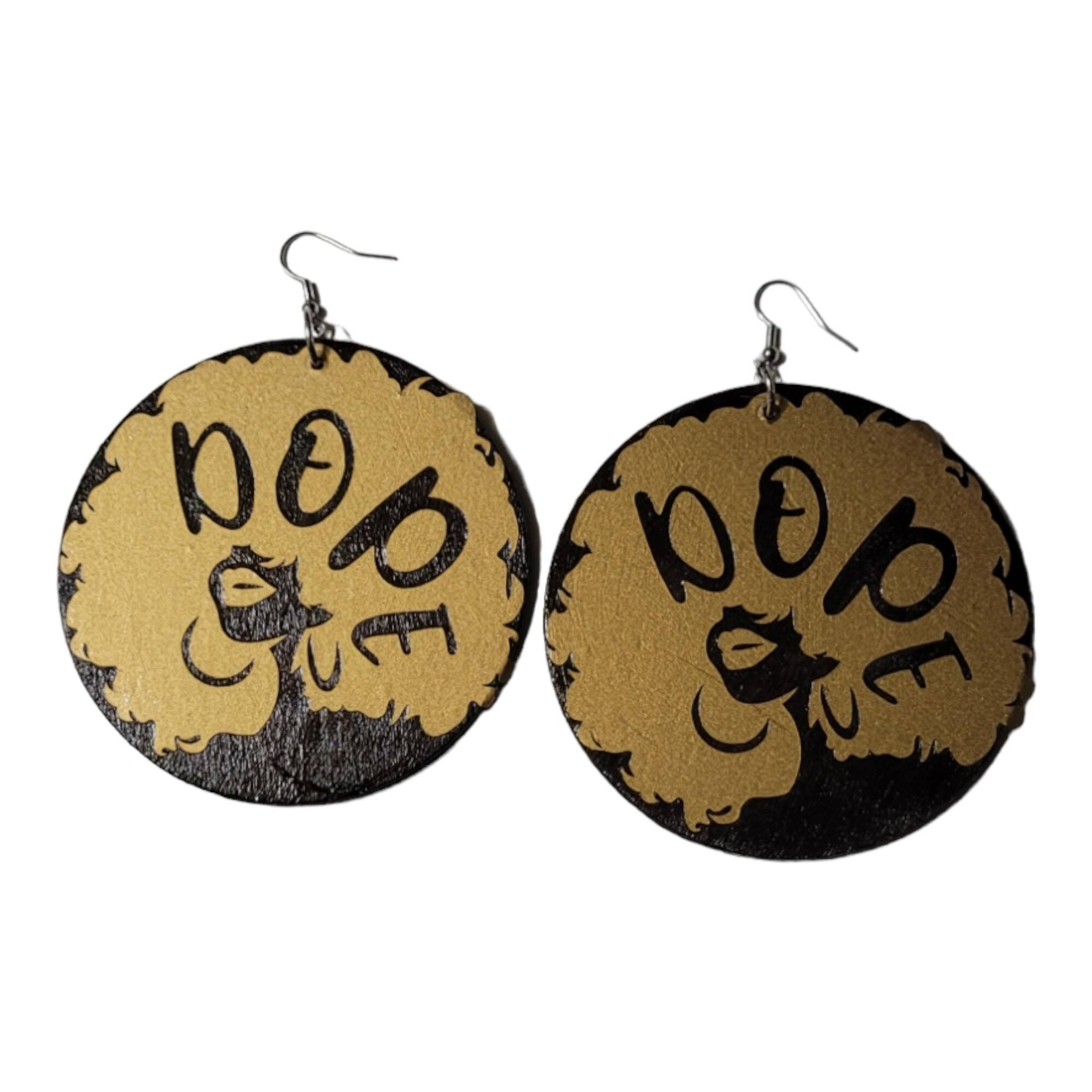 Dope woman wood Earrings ,Afrocentric Statement Earrings,Oversize Earrings view 3