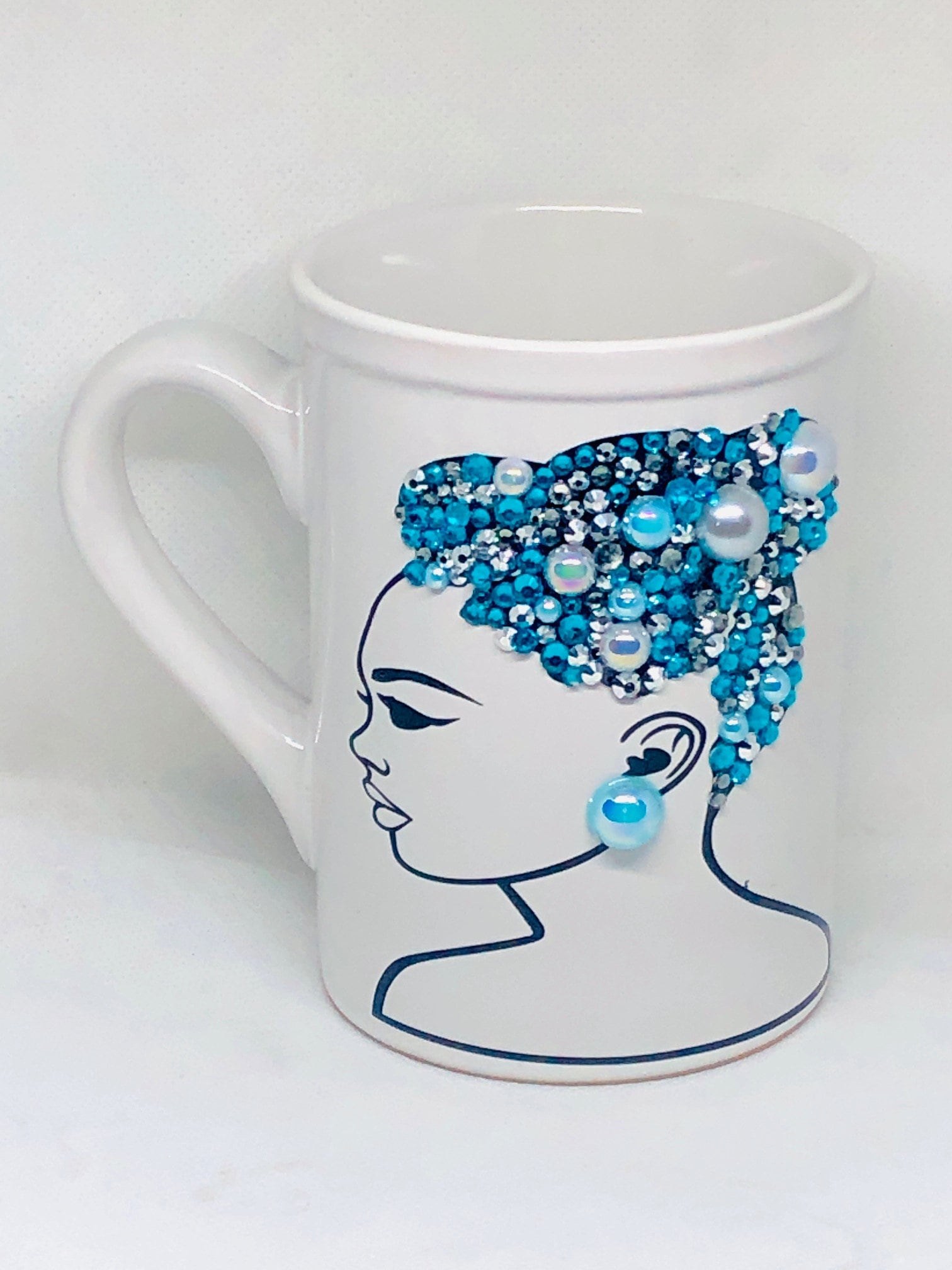 Sip in Style: Bedazzled Afrocentric Coffee Mugs"A, Afro American Coffee Mug,Black Woman Boss view 2
