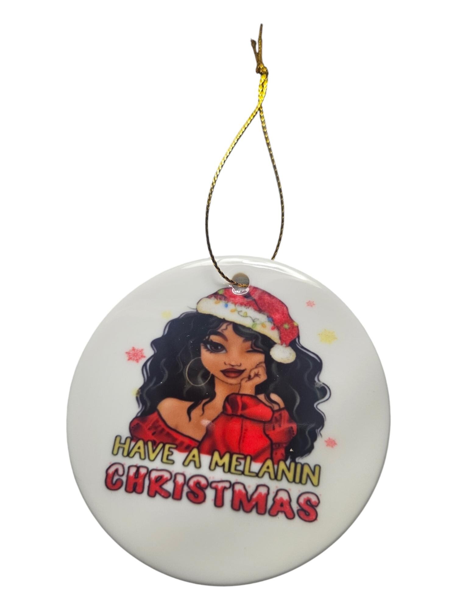 Handcrafted Ceramic Christmas Ornaments - Unique Holiday Decorations Afro American Christmas ornament view 2