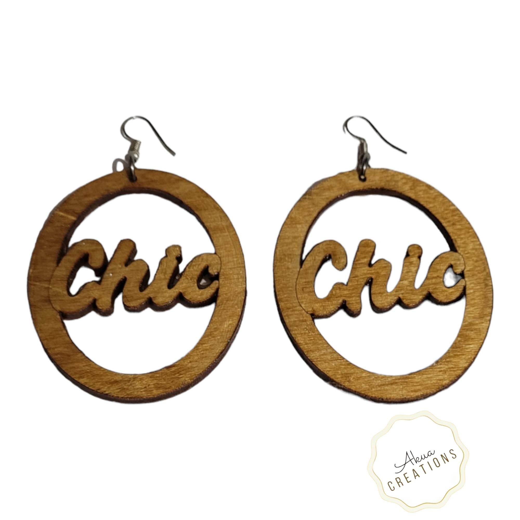 Hand-Painted Wood Hoop Earrings, Afrocentric Queen Design, Lightweight Dangle Earrings view 2