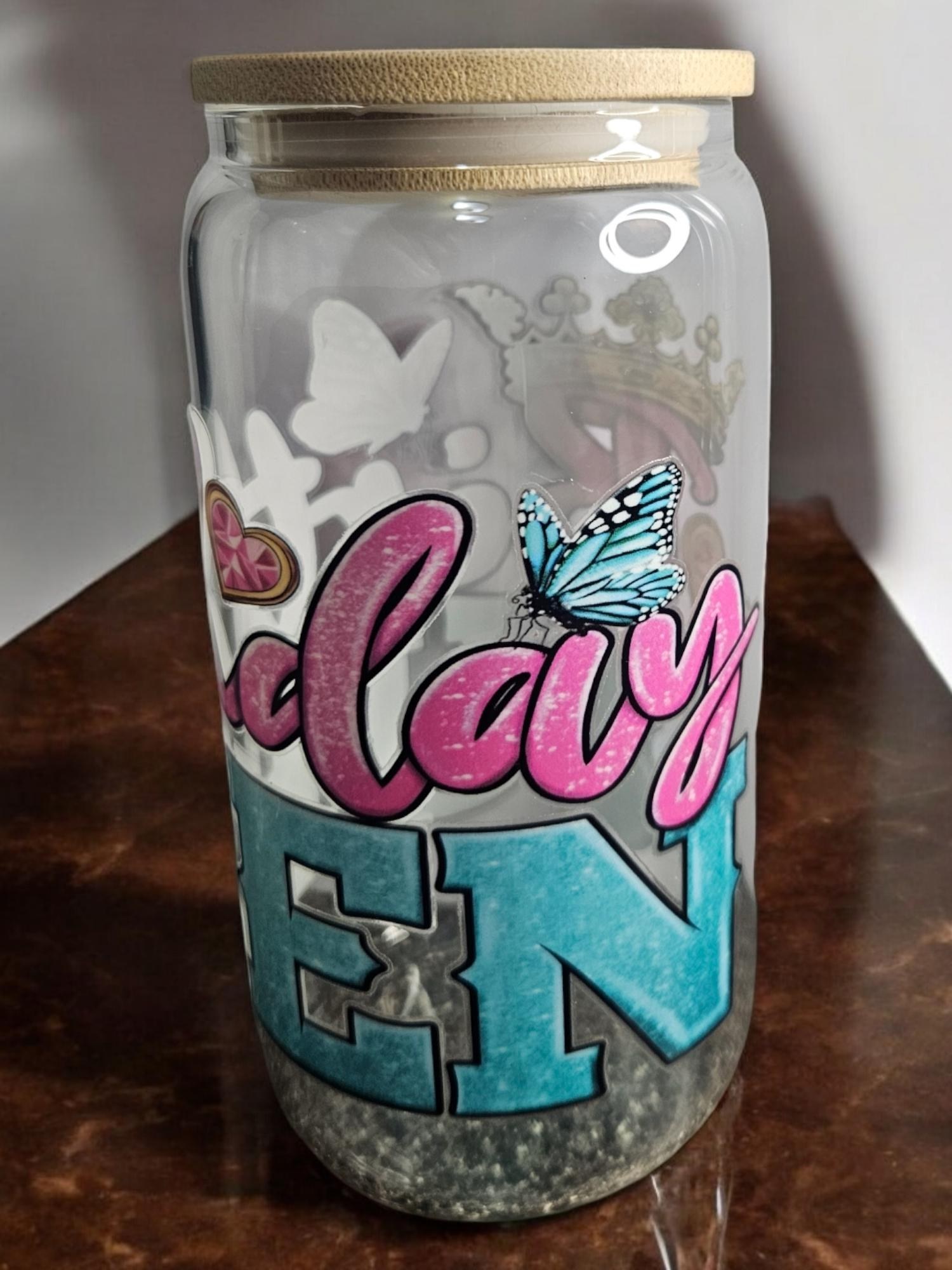 Birthday Queen BeerCan,Glass,Ice Coffee Glass,Housewarming Gift, Afrocentric, Afro view 6