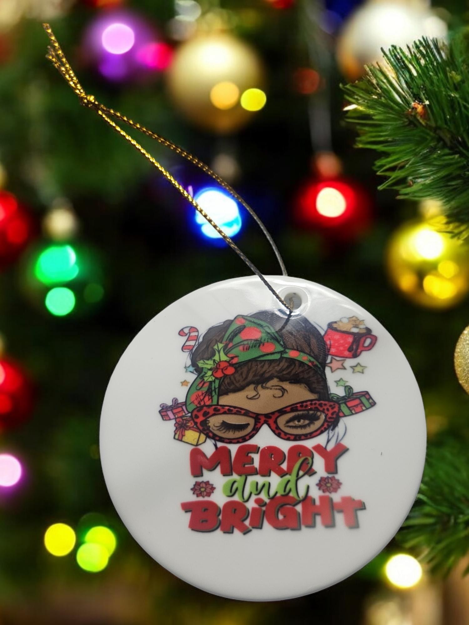 Handcrafted Ceramic Christmas Ornaments - Unique Holiday Decorations Afro American Christmas ornament view 2