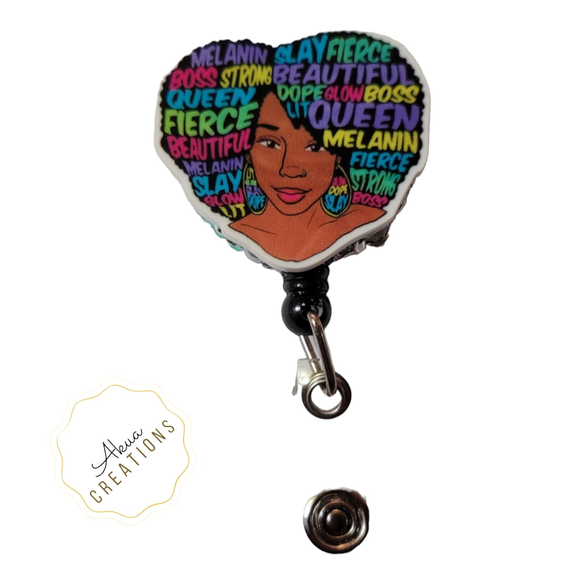 Afrocenric woman badge reel,Black girl Magic
