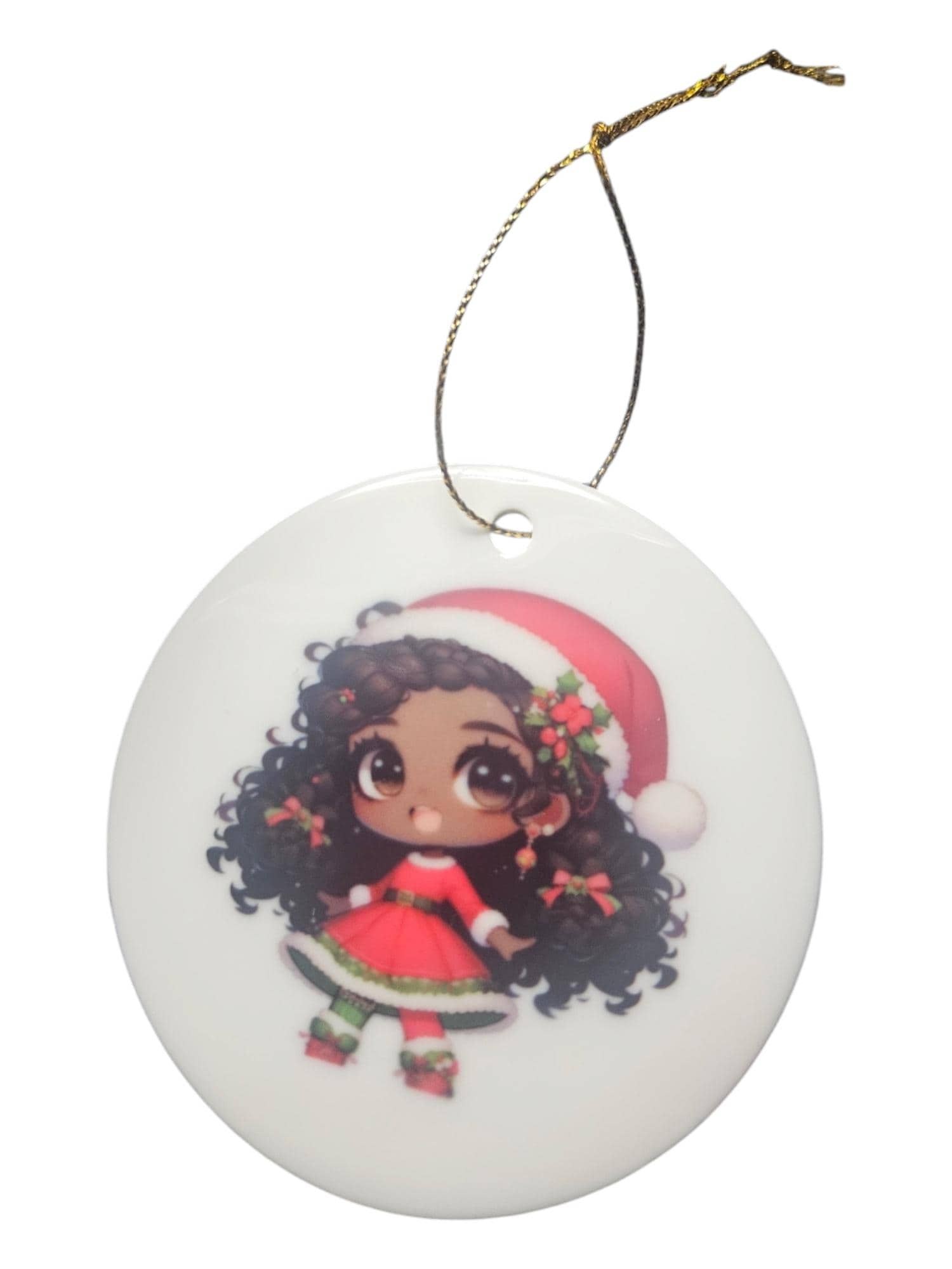 Handcrafted Ceramic Christmas Ornaments - Unique Holiday Decorations Afro American Christmas ornament view 4
