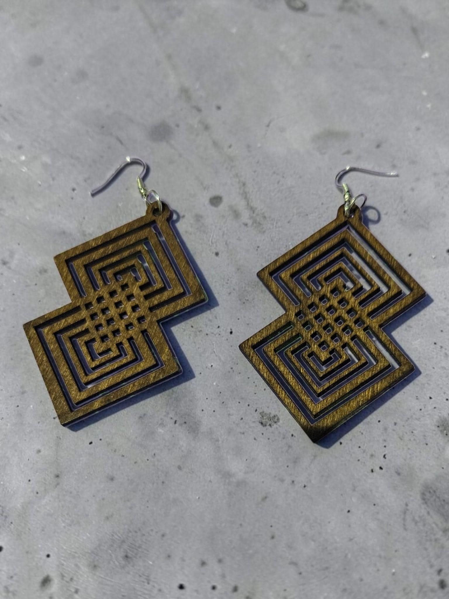 Wood Hoop Earrings, Lightweight Dangle Earrings view 2