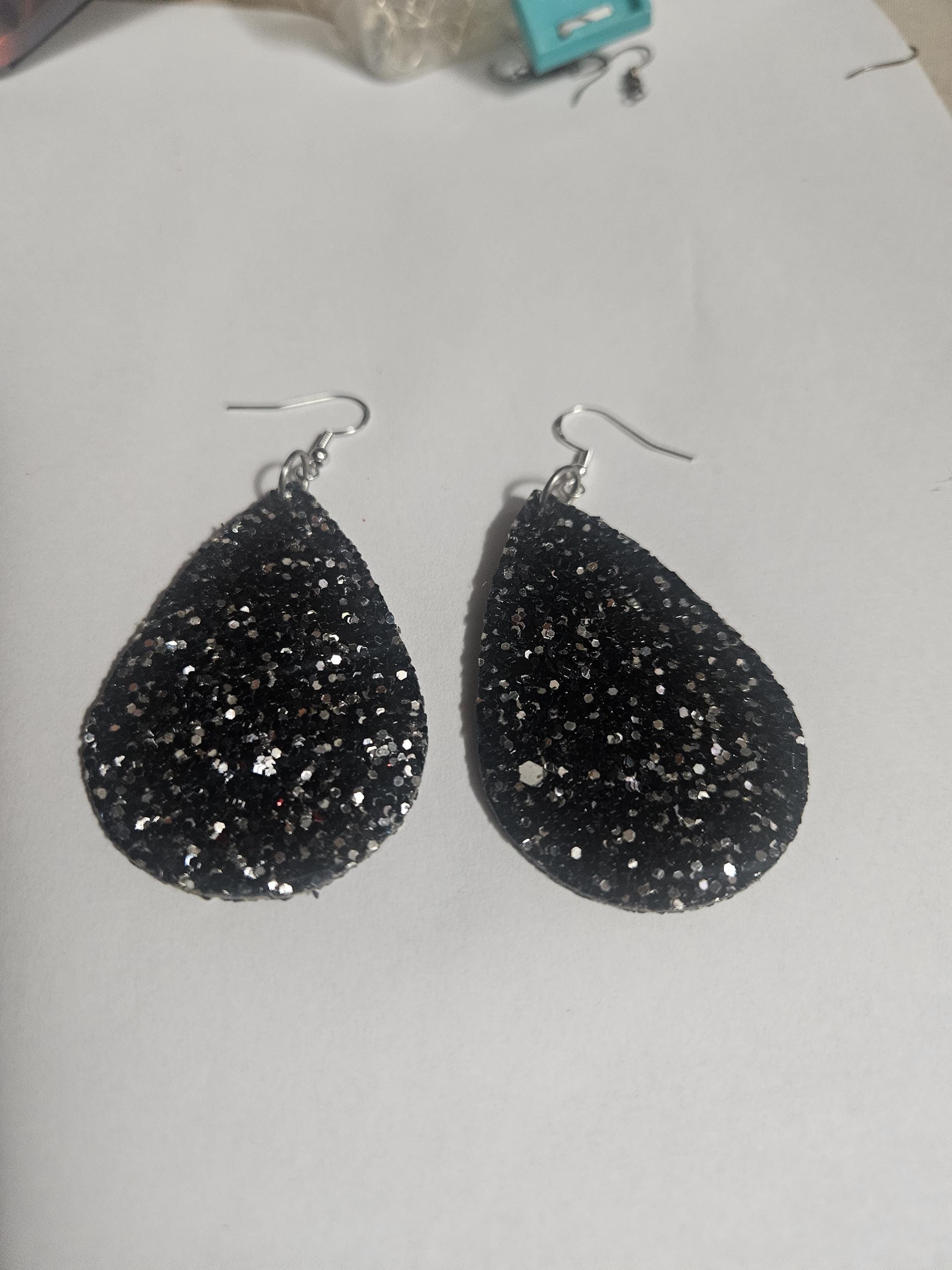 Glitter Tear Drop Earrings view 2