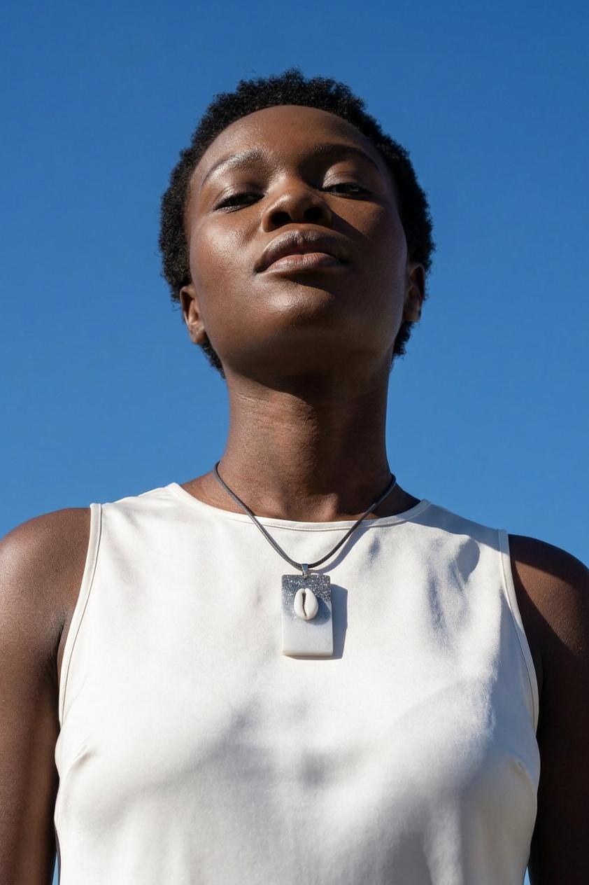 Handmade Unisex Resin Necklace with cowrie shell