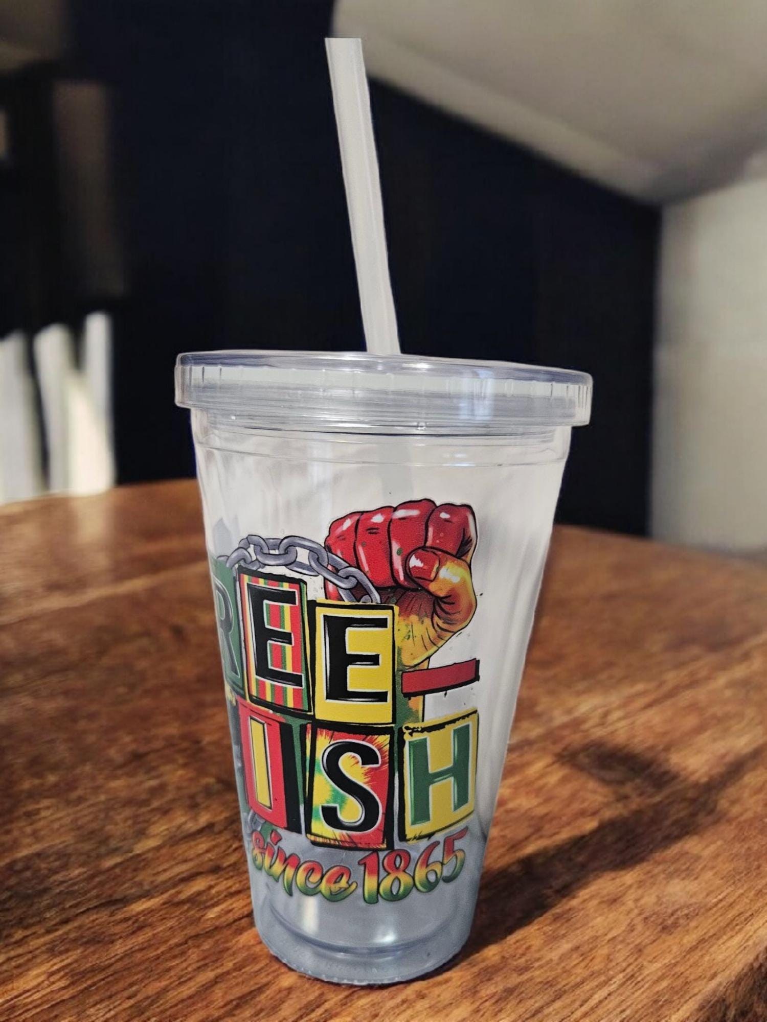 16oz Afrocentric Tumbler with Straw – Insulated Travel Cup | African Print Drinkware | Black Culture Gift | Reusable Cold Cup view 2