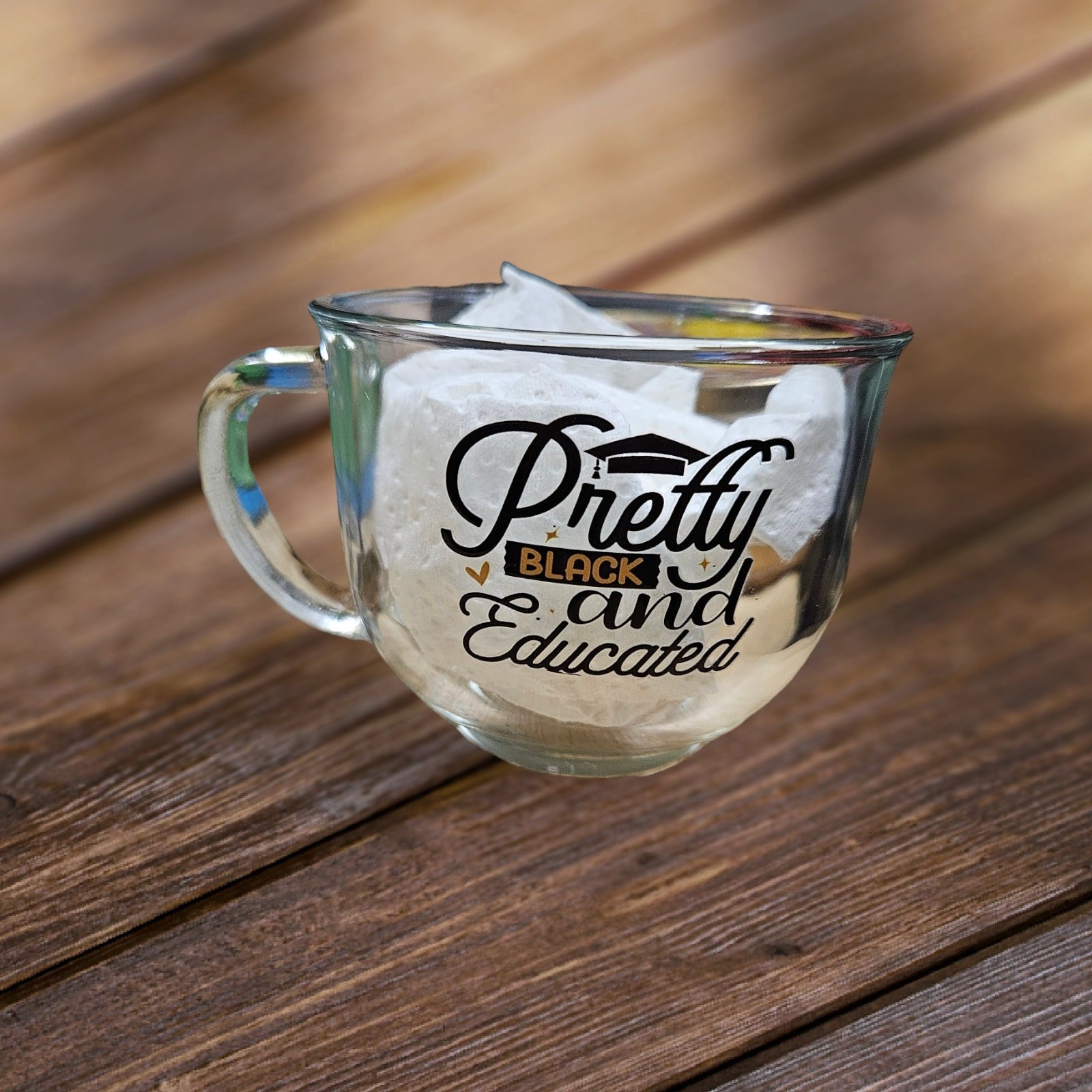 Pretty Black and Educated Afrocentric Glass Coffee Cup