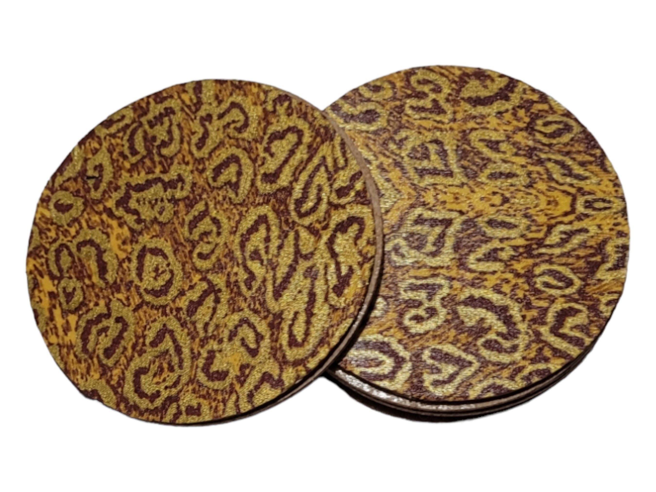 Afrocentric Fabric and Wood Coasters, Set Of four, Home Decor,Round African print coasters