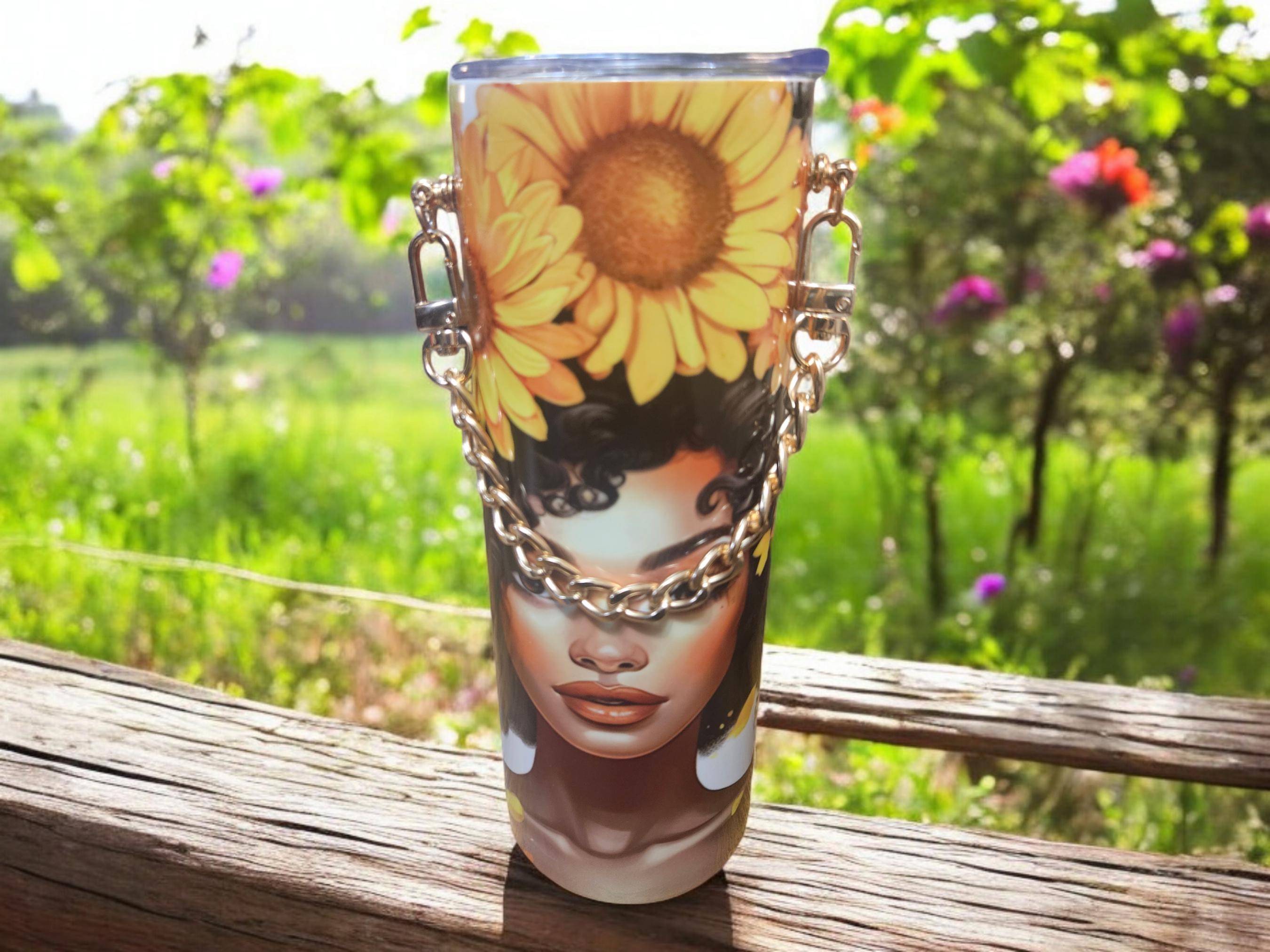 Chain Floral Majesty Afrocentric Tumbler,Afrocentric Woman 20oz Tumbler