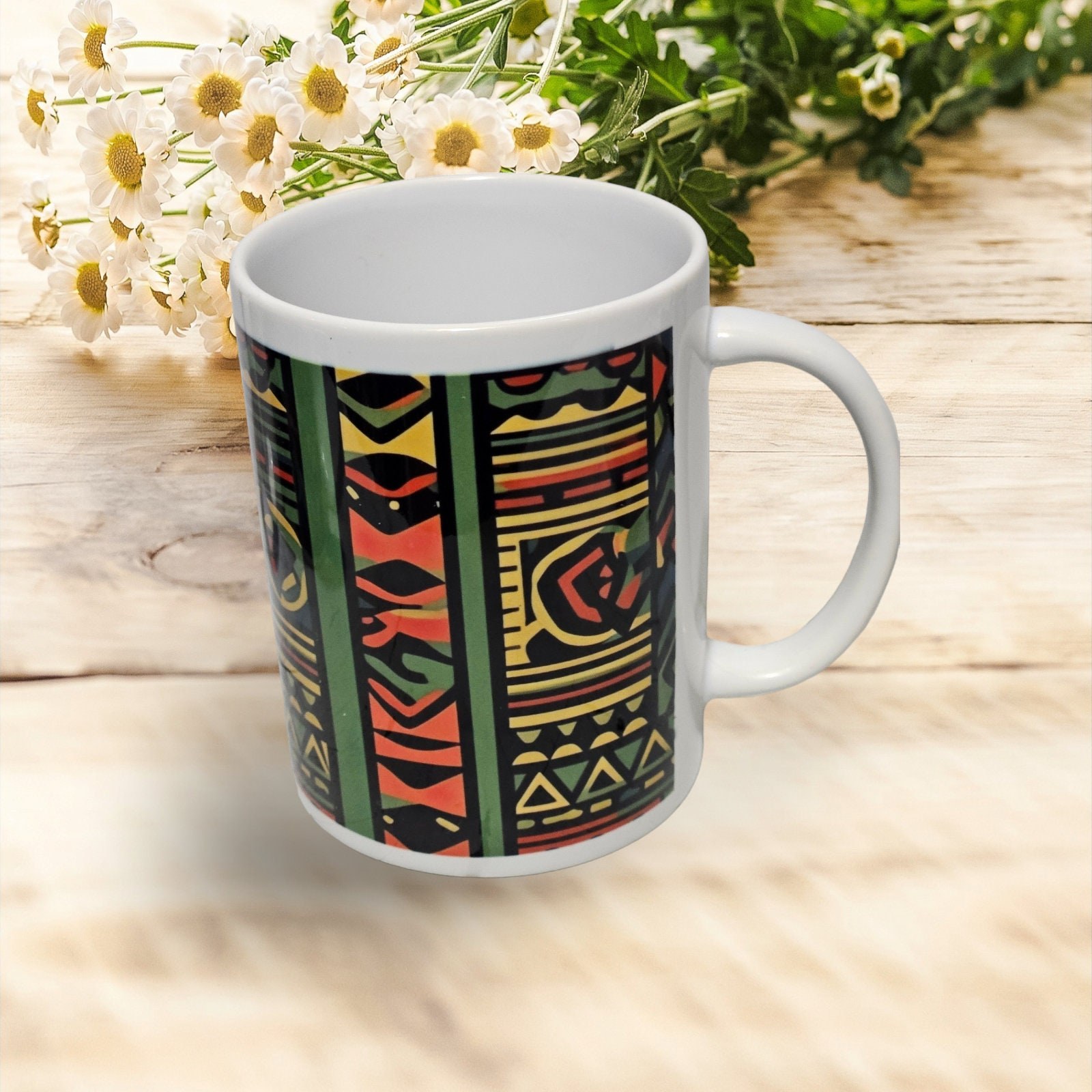 African print 15oz coffee Mug Afro American Coffee Mug,Free Matching Coaster