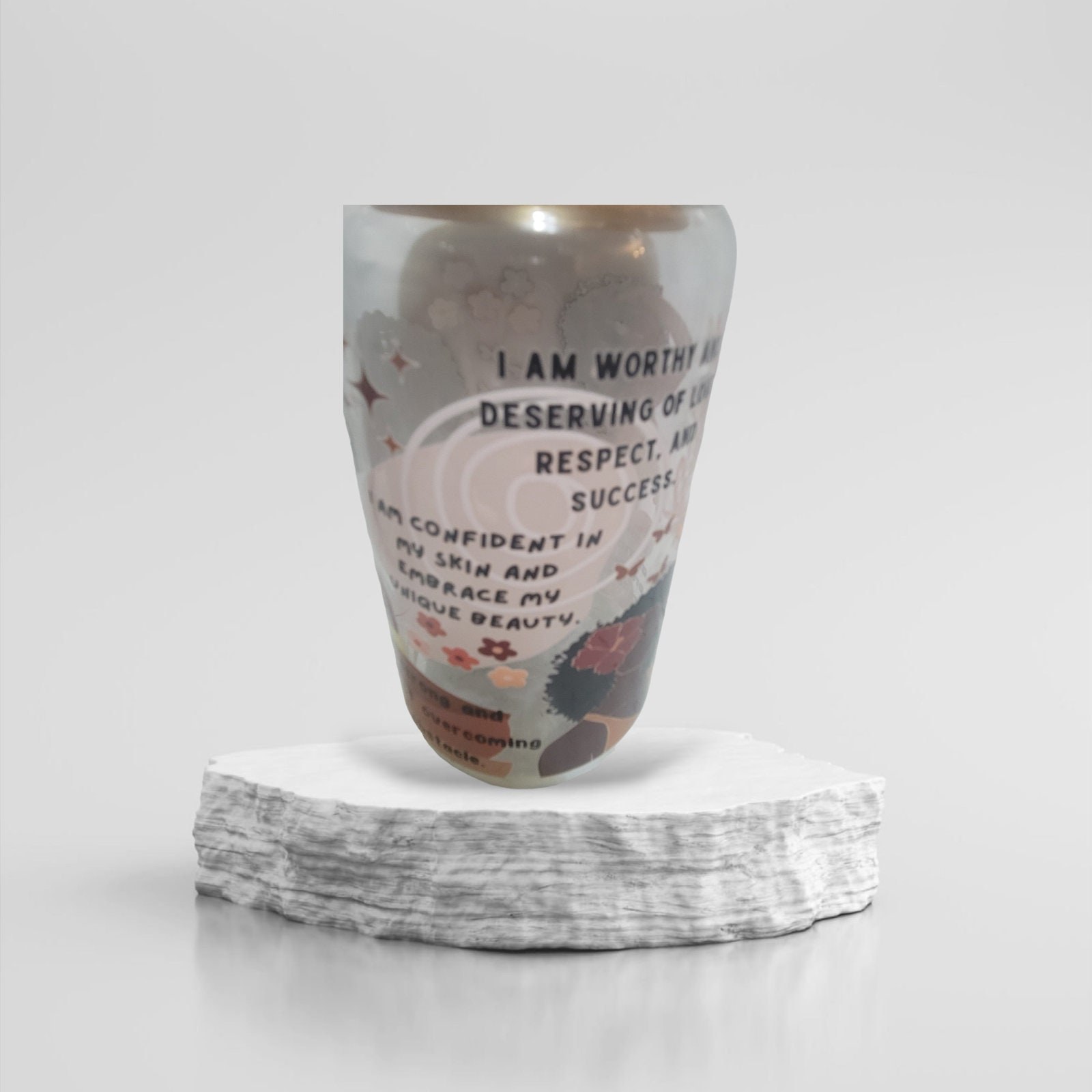 Inspirational,motivational,Glass Tumbler ,BeerCan,Glass,Ice Coffee Glass,Housewarming Gift, Afrocentric, Afro view 2
