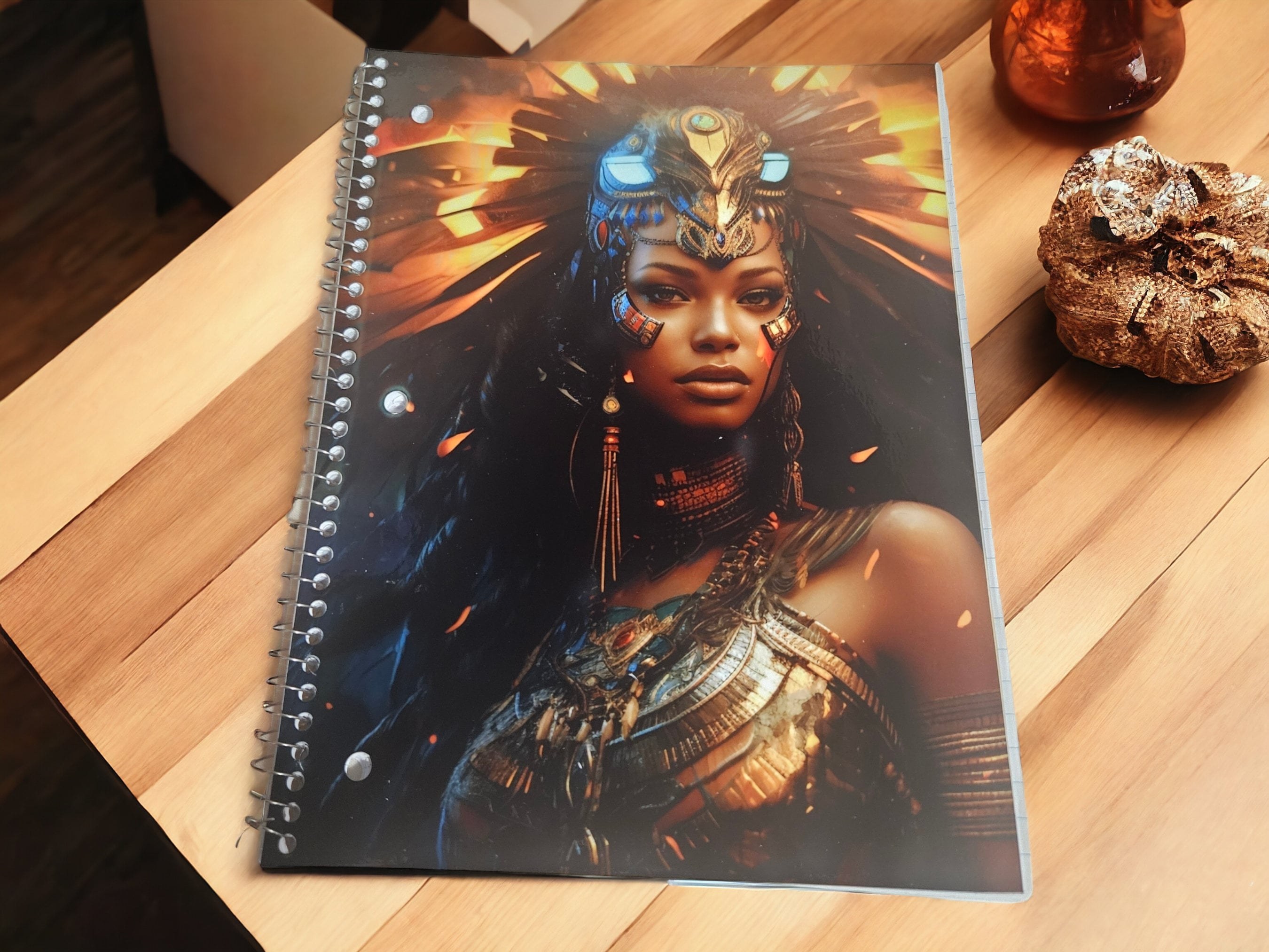 Afrocentric Glitter Cover Spiral Notebook:,Black Girl Magic