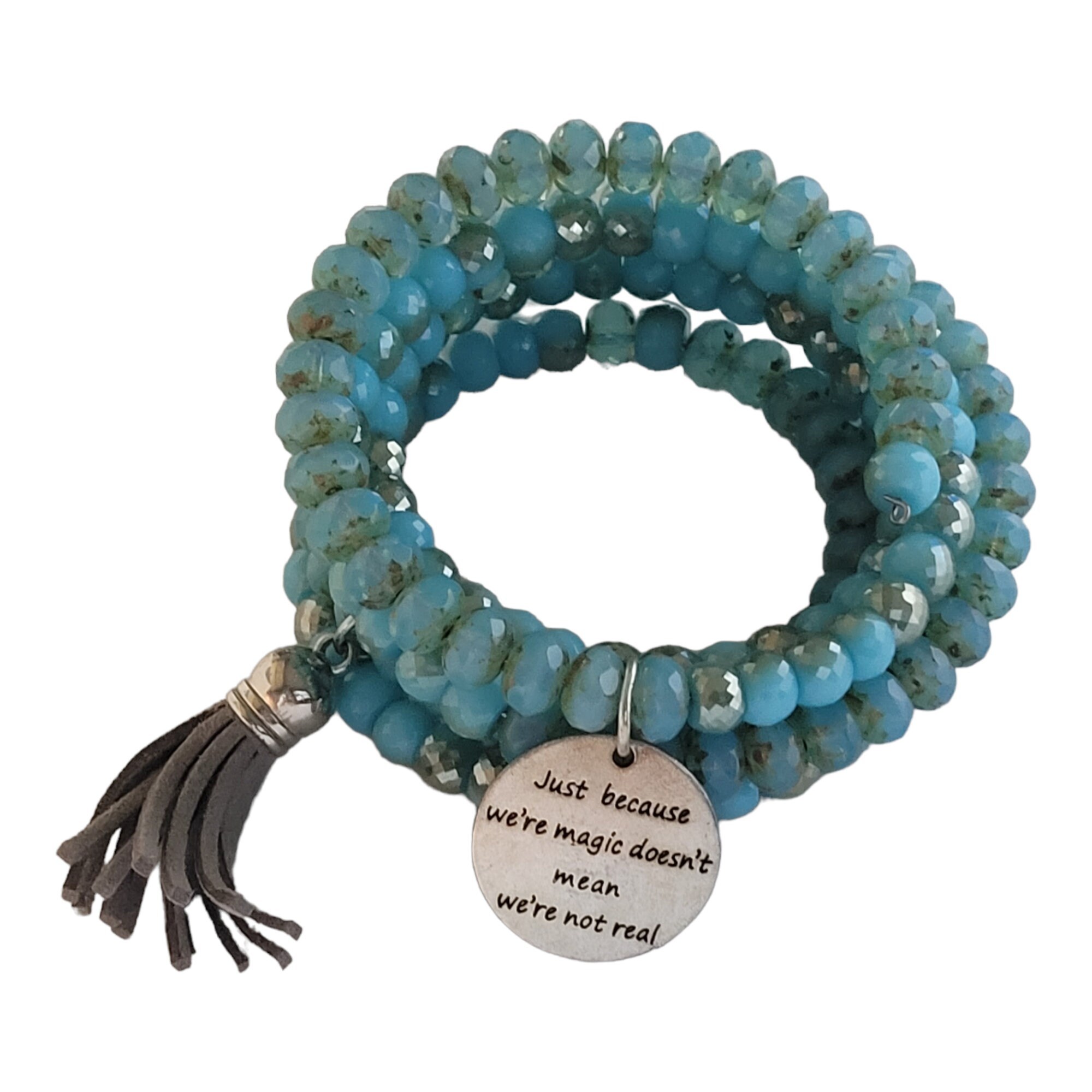 Memory Wire Glass Beads Bracelet view 2