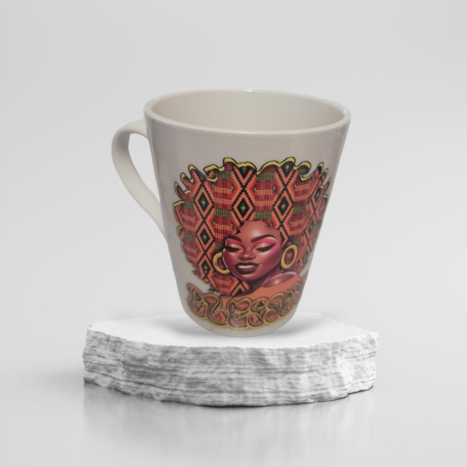 Afrocentric Woman Blessed Coffee Mug, Afro American Coffee Mug,Black Woman Boss