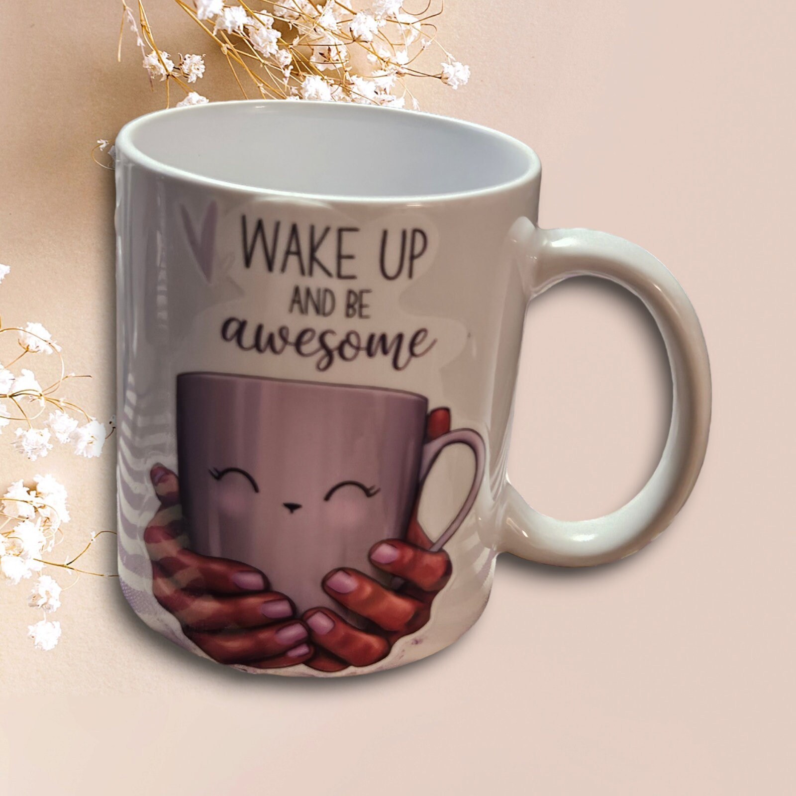 Wake Up and be Awesome Coffee Mug Melanin Queen,Afrocentric Coffee Mug, Afro American Coffee Mug,Black Woman Boss view 2