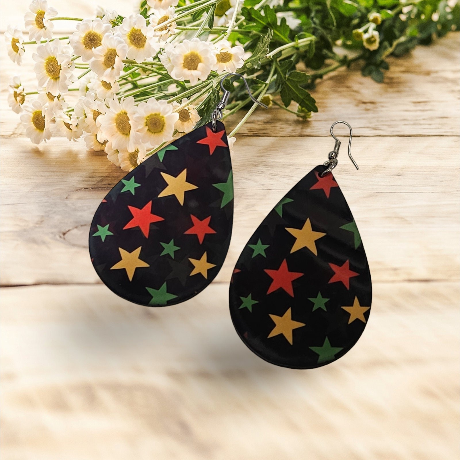 Afrocentric earrings, African prints Black Girl Magic,Teardrop Earrings view 2