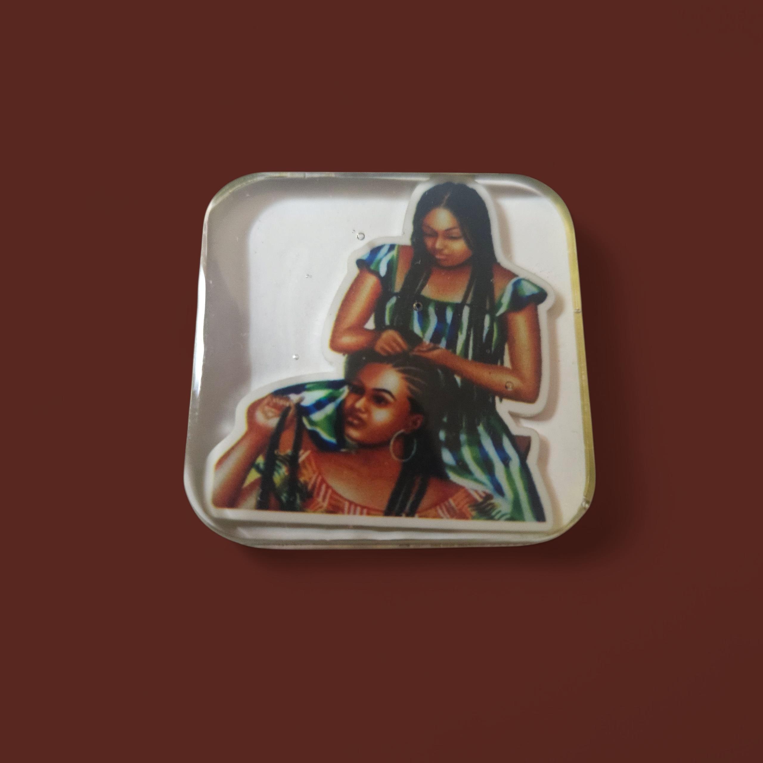 Hair Braiding Afrocentric Resin Lapel Pin view 2