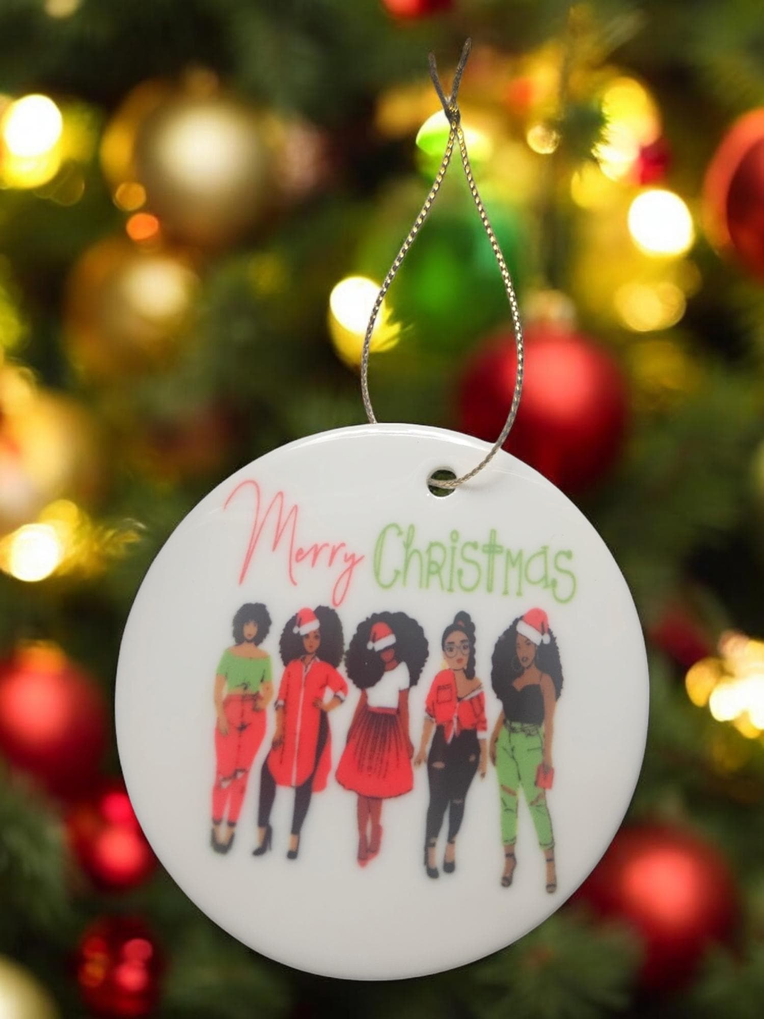 Handcrafted Ceramic Christmas Ornaments - Unique Holiday Decorations Afro American Christmas ornament view 4