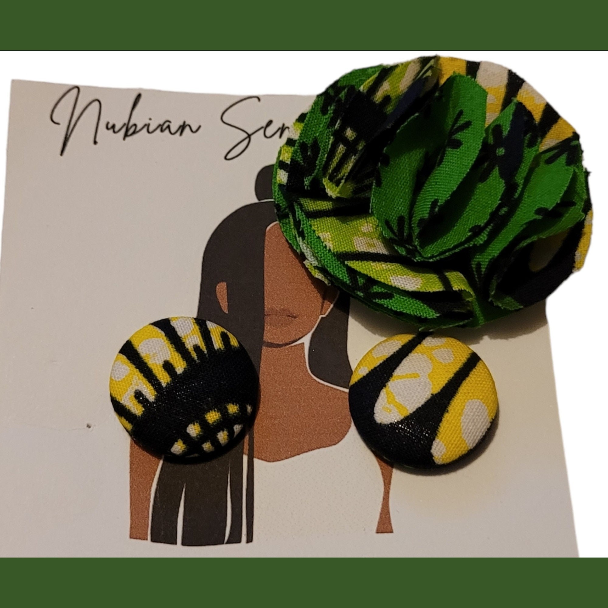 Afrocentric Button Earrings with Matching Lapel Pin