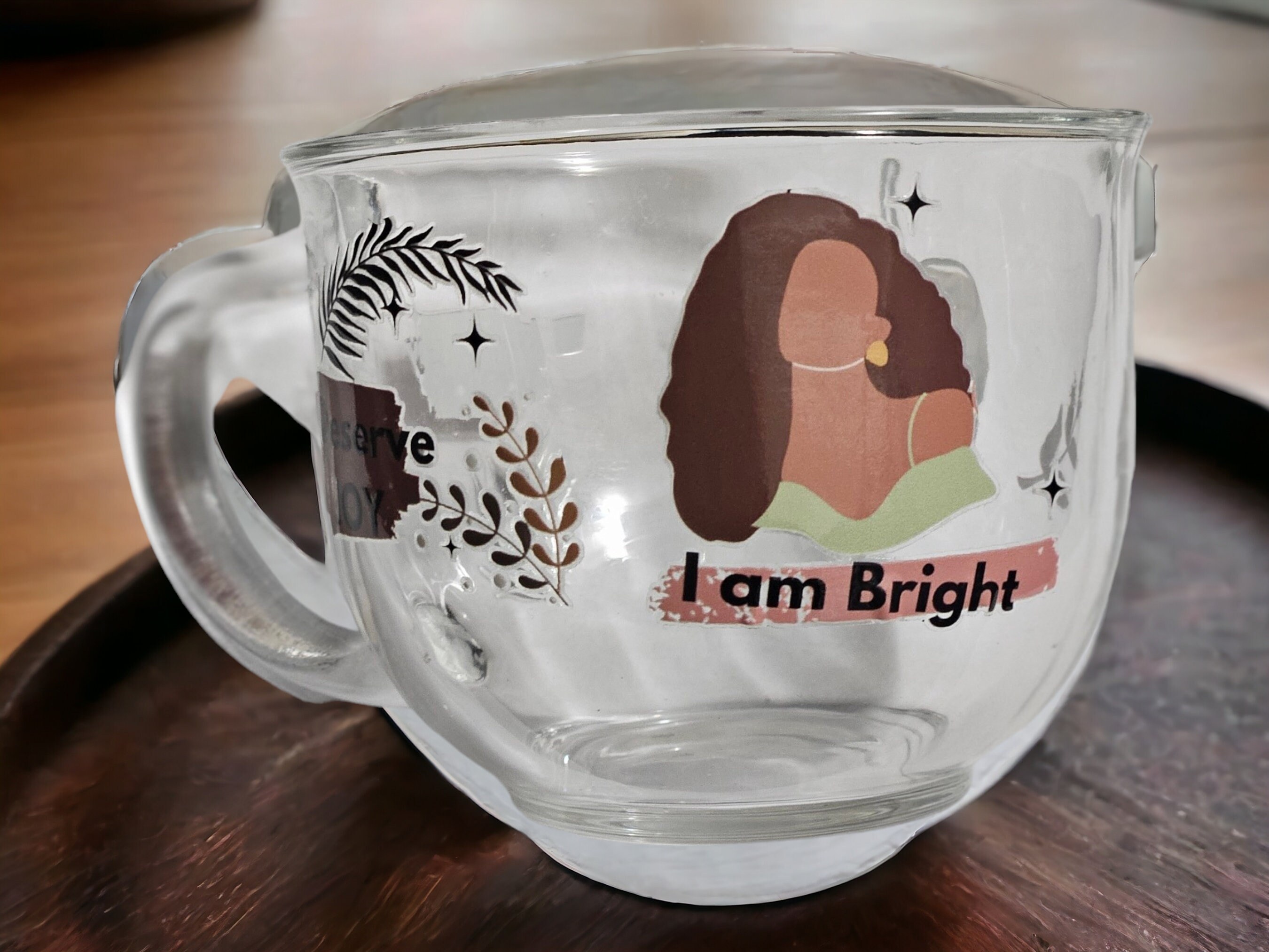 Affimation Afrocentric Glass Coffee Cup,Black Girl Magic,Glass Coffee mug view 3