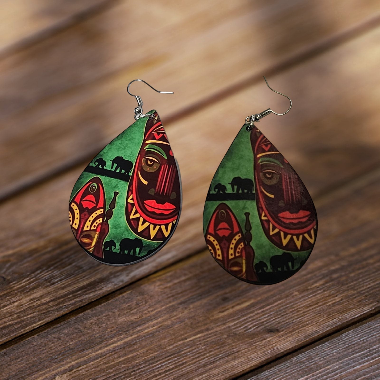 Afrocentric earrings, African prints Black Girl Magic,Teardrop Earrings view 2