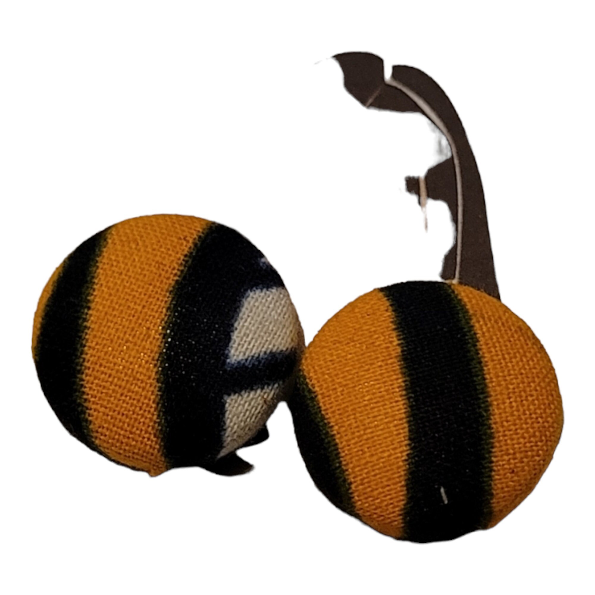 African Fabric covered button earrings made with hypoallergenic stainless Post