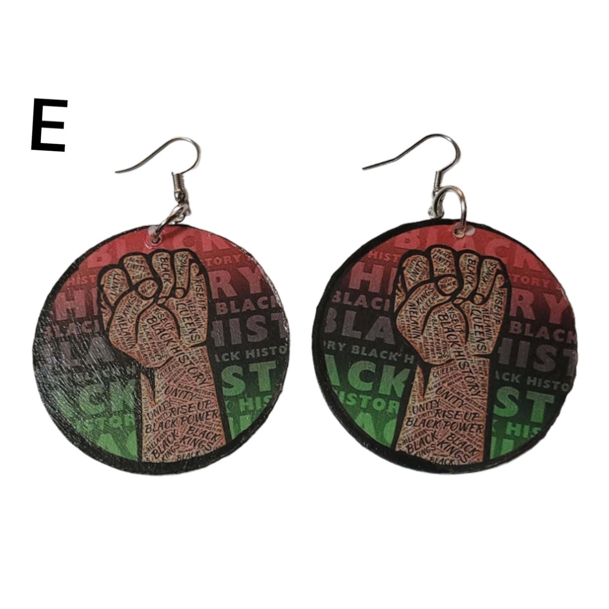 Afrocentric Statement Earrings,Design on both sides Earrings,Paper and Wood,handmade view 4