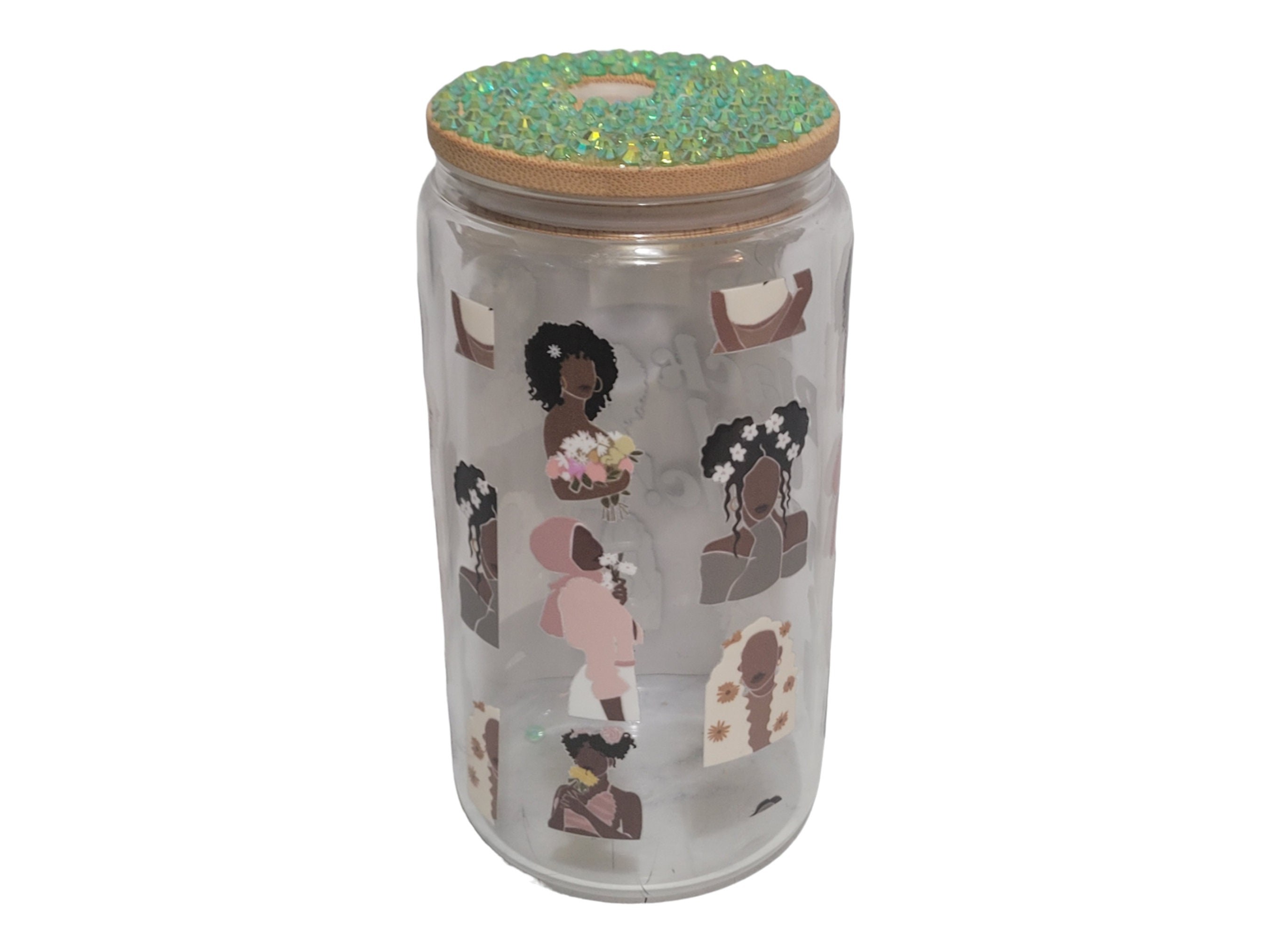 Black Girl Magic ,BeerCan,Glass,Ice Coffee Glass,Housewarming Gift, Afrocentric, Afro view 4