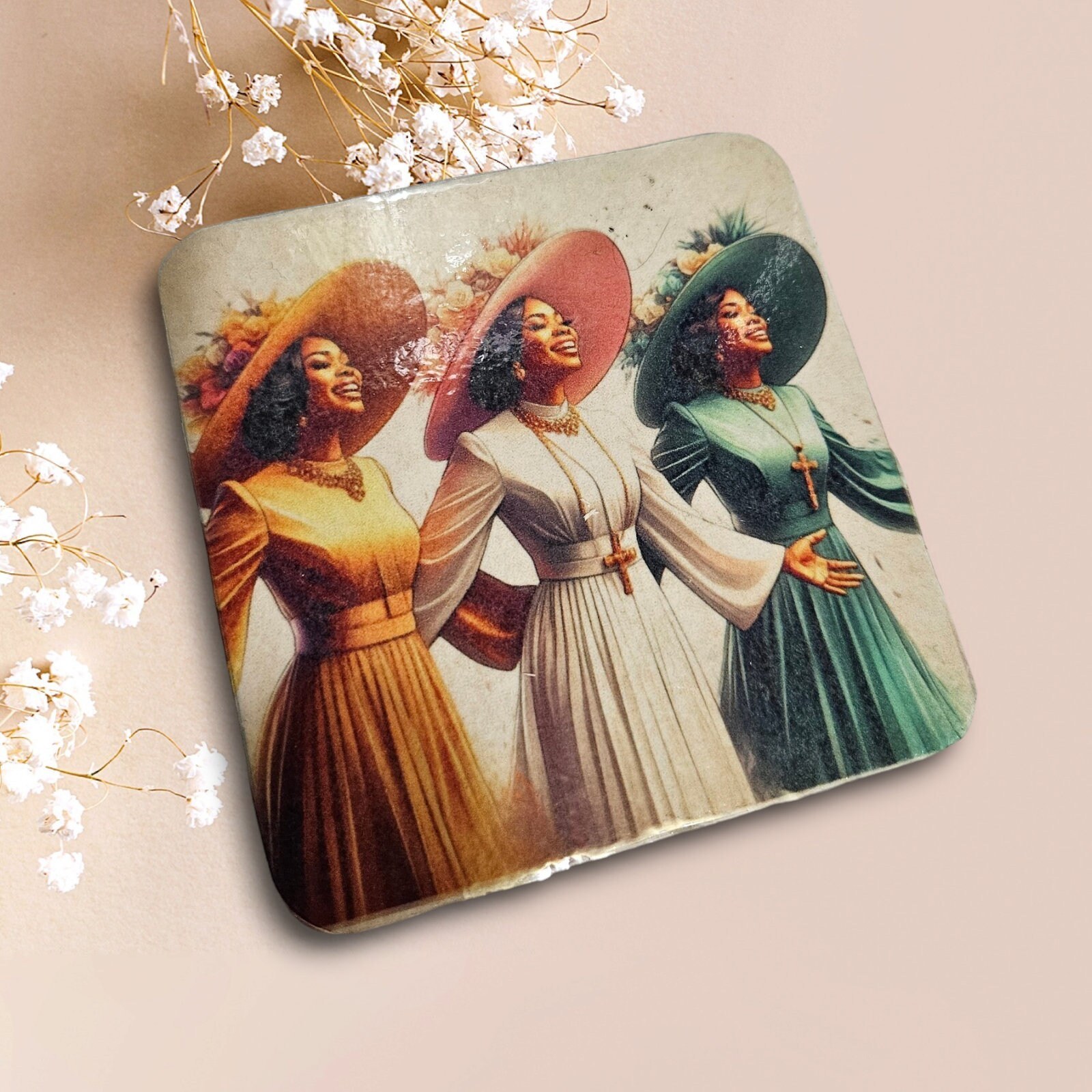 Sip in Style: 3D Afrocentric Elegance Mug - Elevate Your Coffee Experience!", Afro American Coffee Mug,Black Woman Free matching coaster view 2