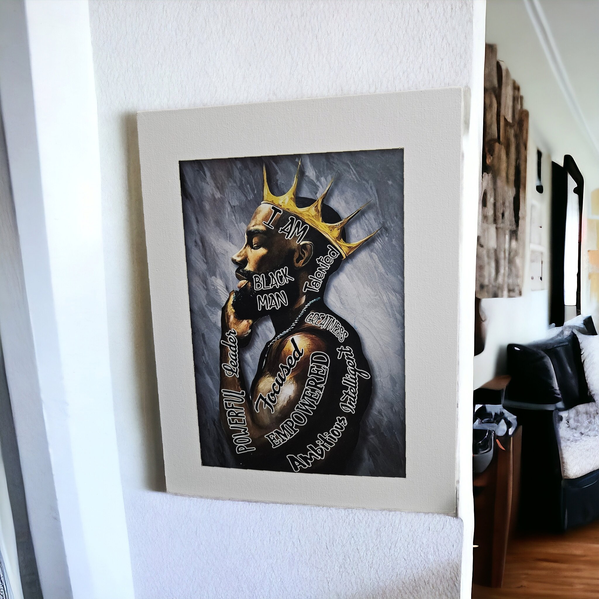 Afrocentric canvas Art,I am A celebration of identity and love,Black King