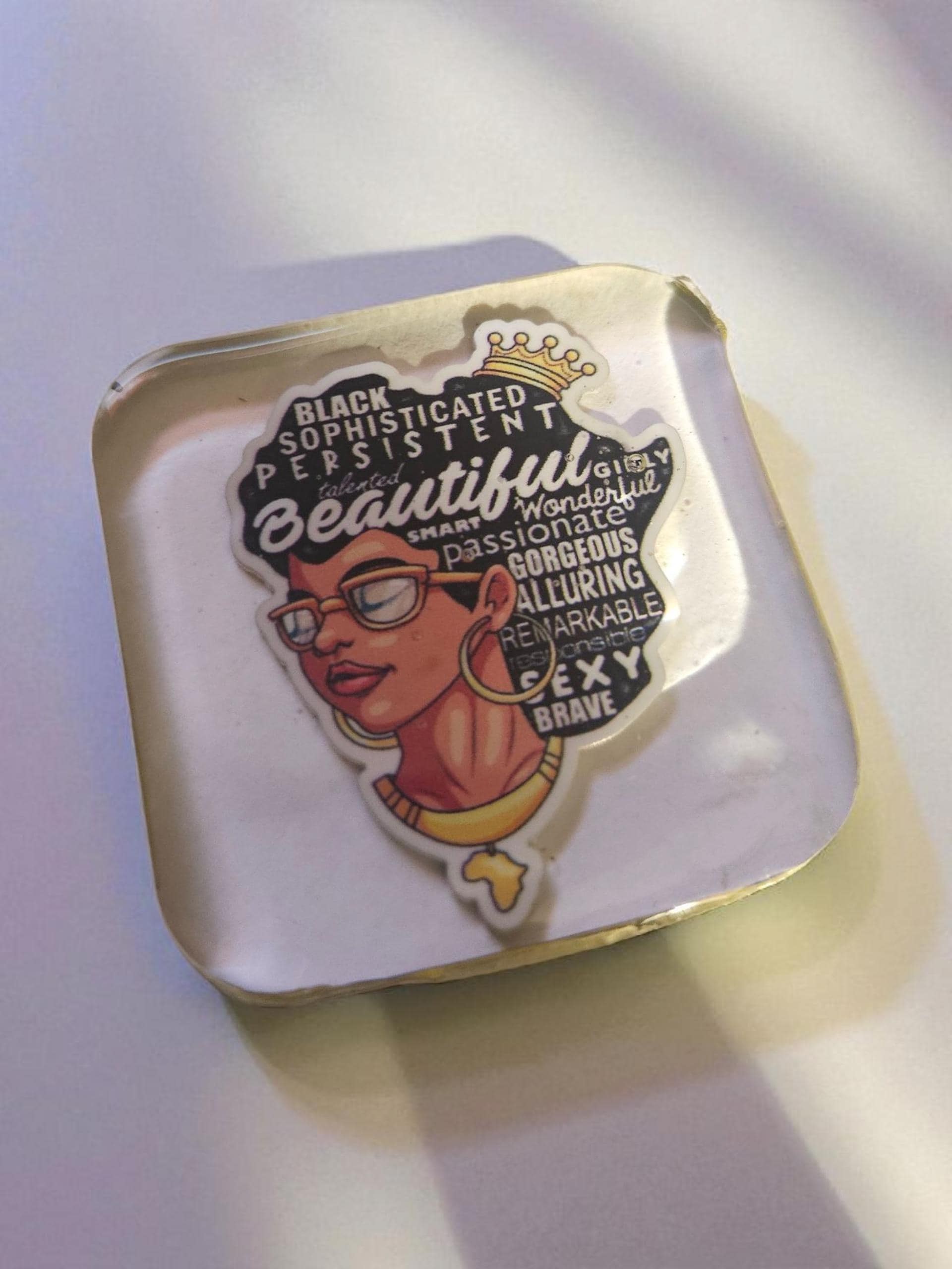 Black and Beautiful Afrocentric Resin Lapel Pin view 3