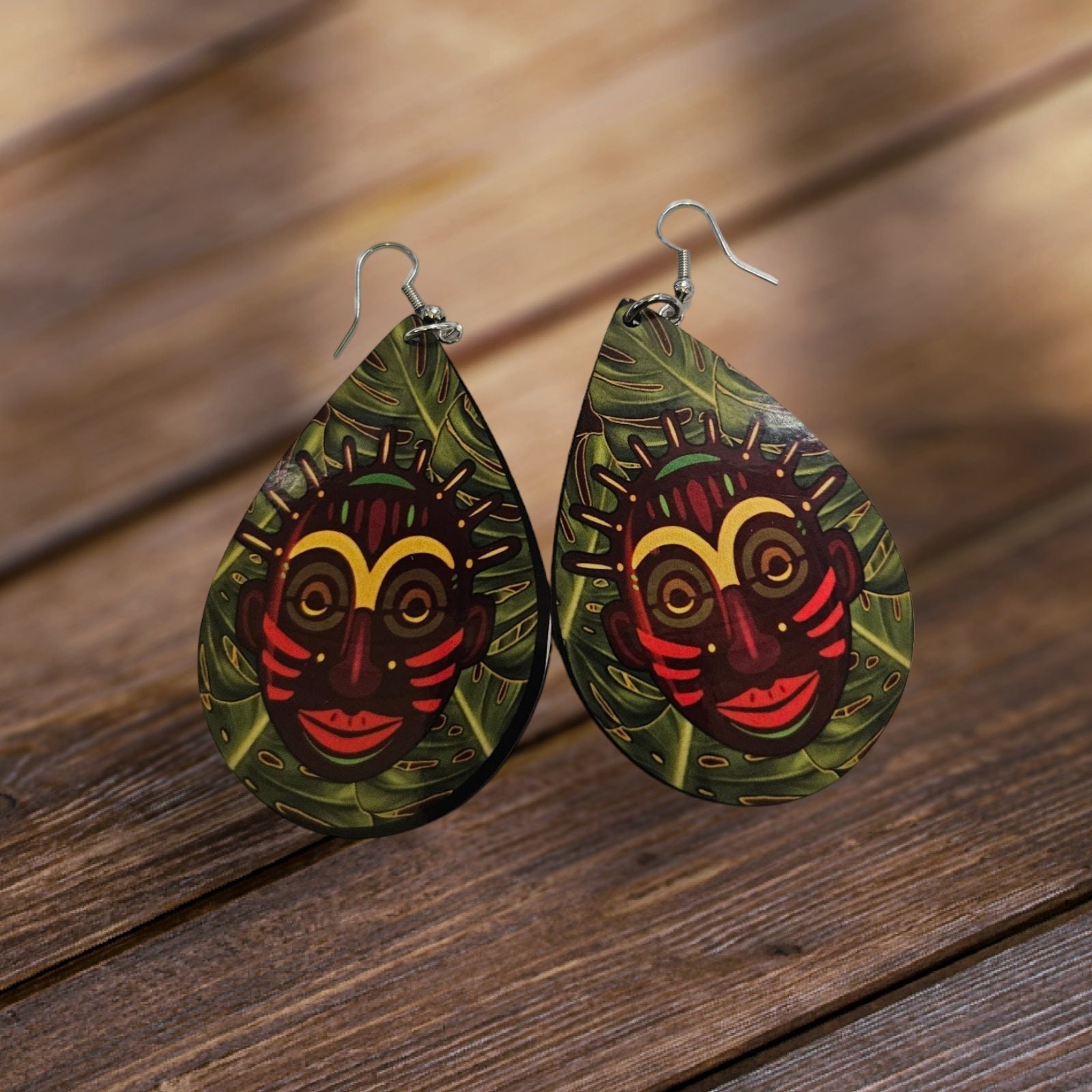 Afrocentric earrings, African prints Black Girl Magic,Teardrop Earrings view 2