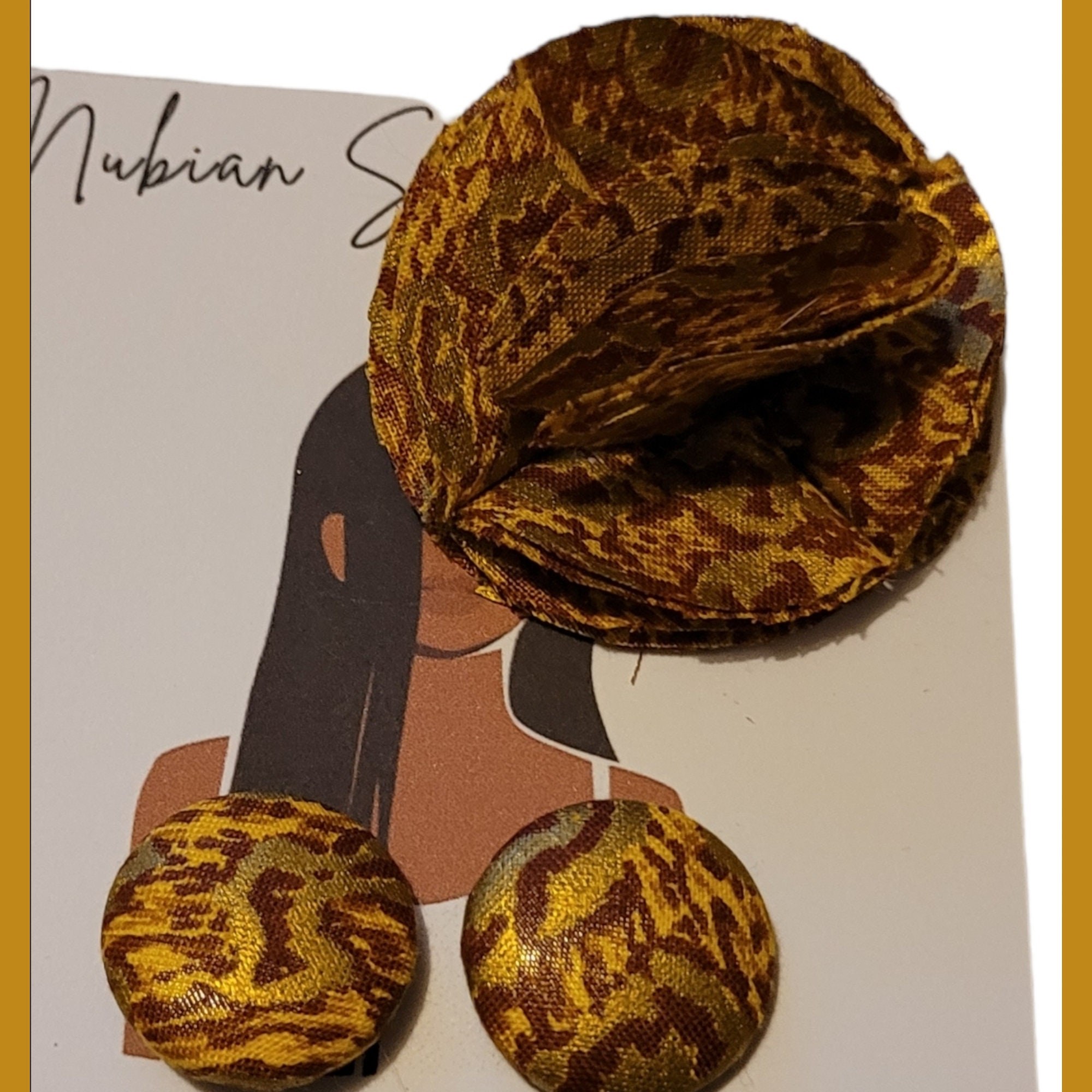 Afrocentric Button Earrings with Matching Lapel Pin