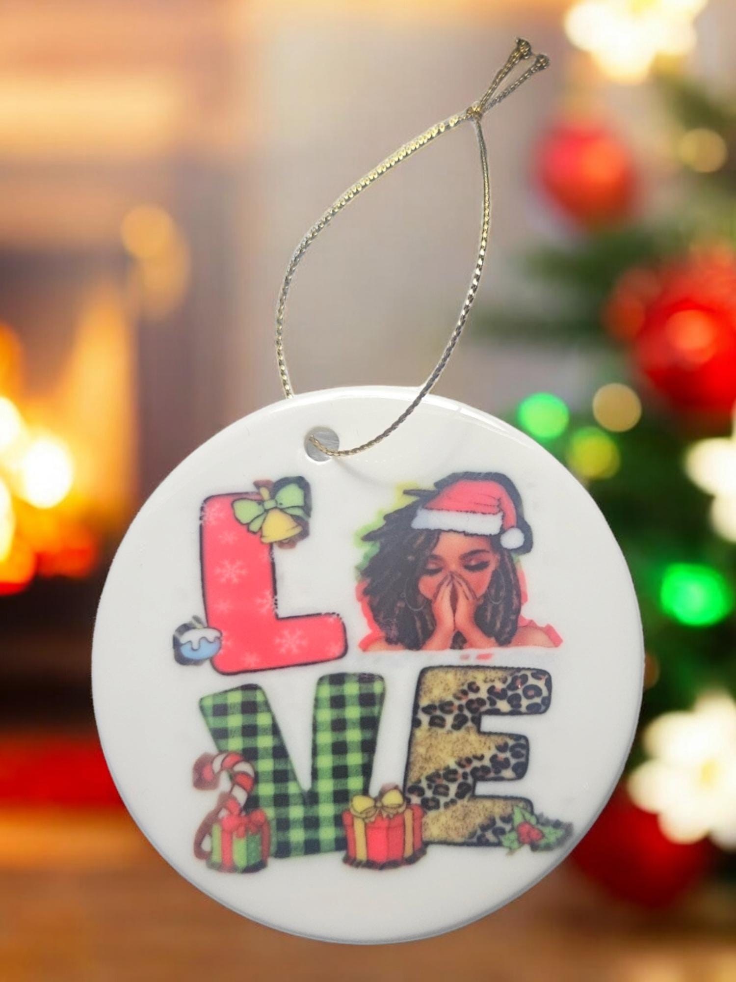 Handcrafted Ceramic Christmas Ornaments - Unique Holiday Decorations Afro American Christmas ornament view 2